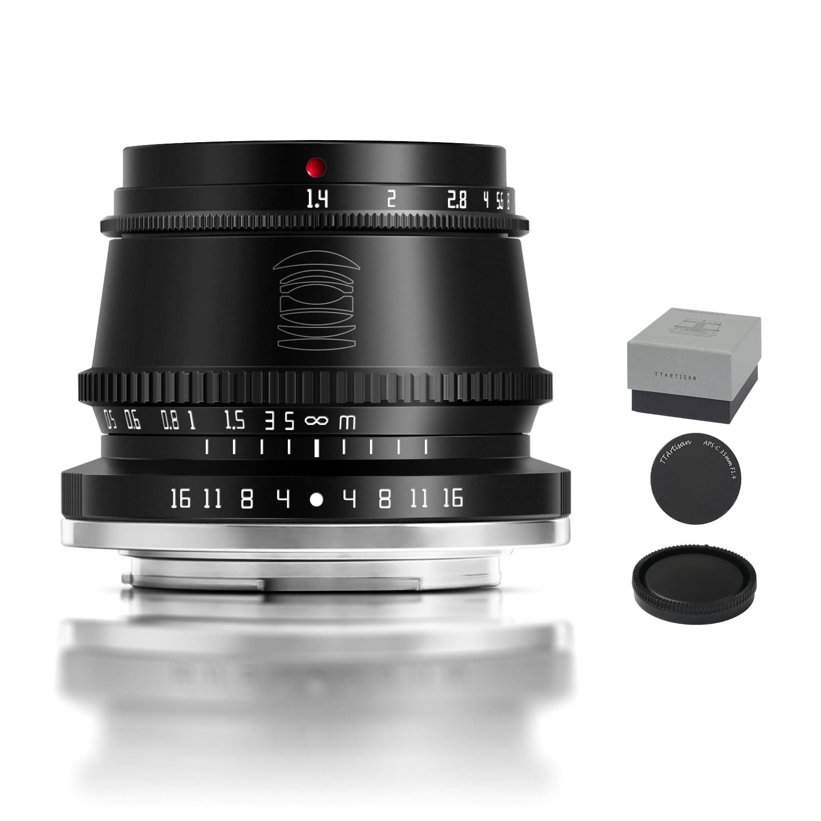 TTArtisan 35mm F1.4 APS-C Manual Focus Lens for Sony E Mount Camera - Compatible With A9, A7R IV, A7 III, A5000, A6000, A6600, NEX-3 - Black