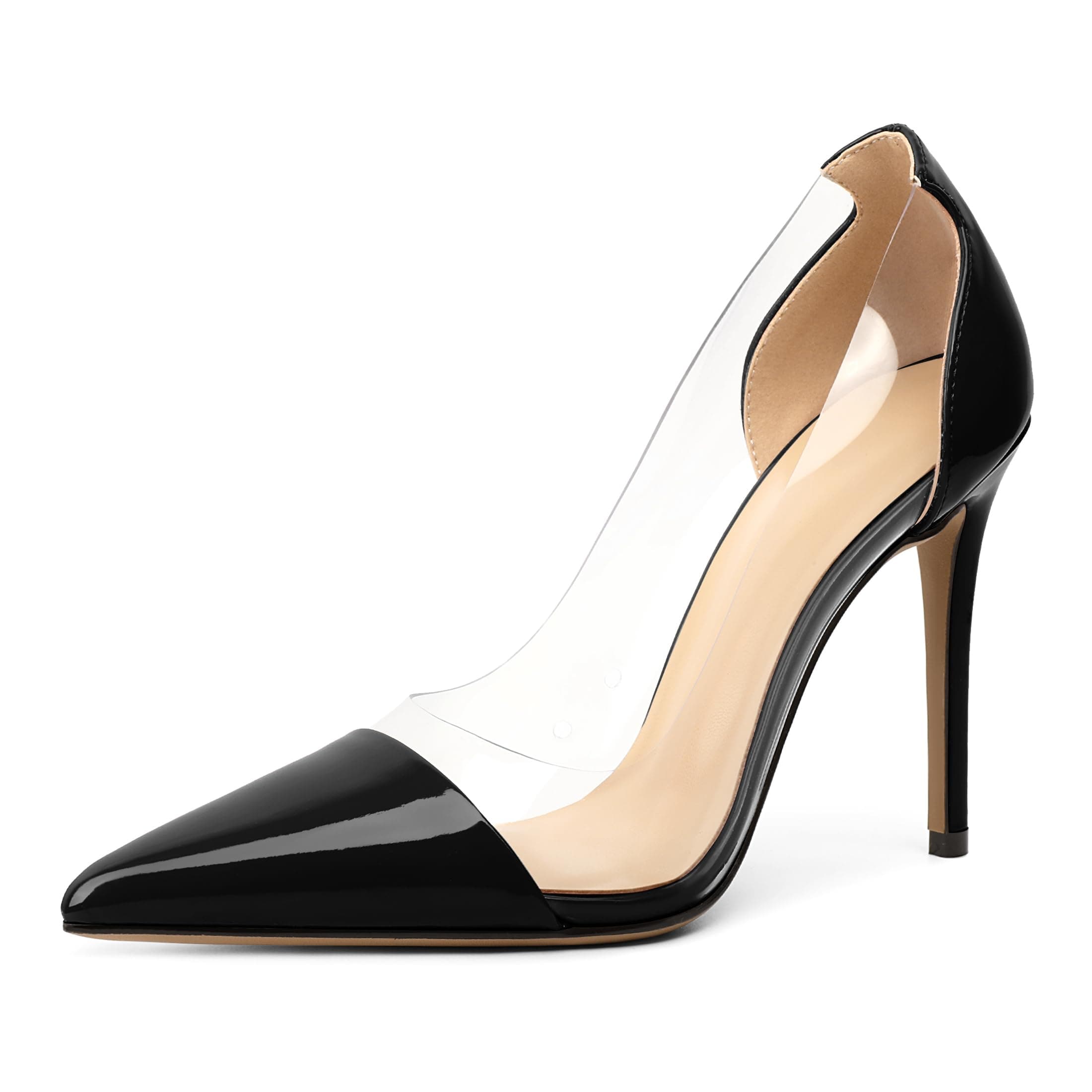 Eldof Womens High Heel Clear Pumps | 10cm Pointed Cap Toe Transparent PVC Stilettos | Wedding Dress Event Pumps Shoes