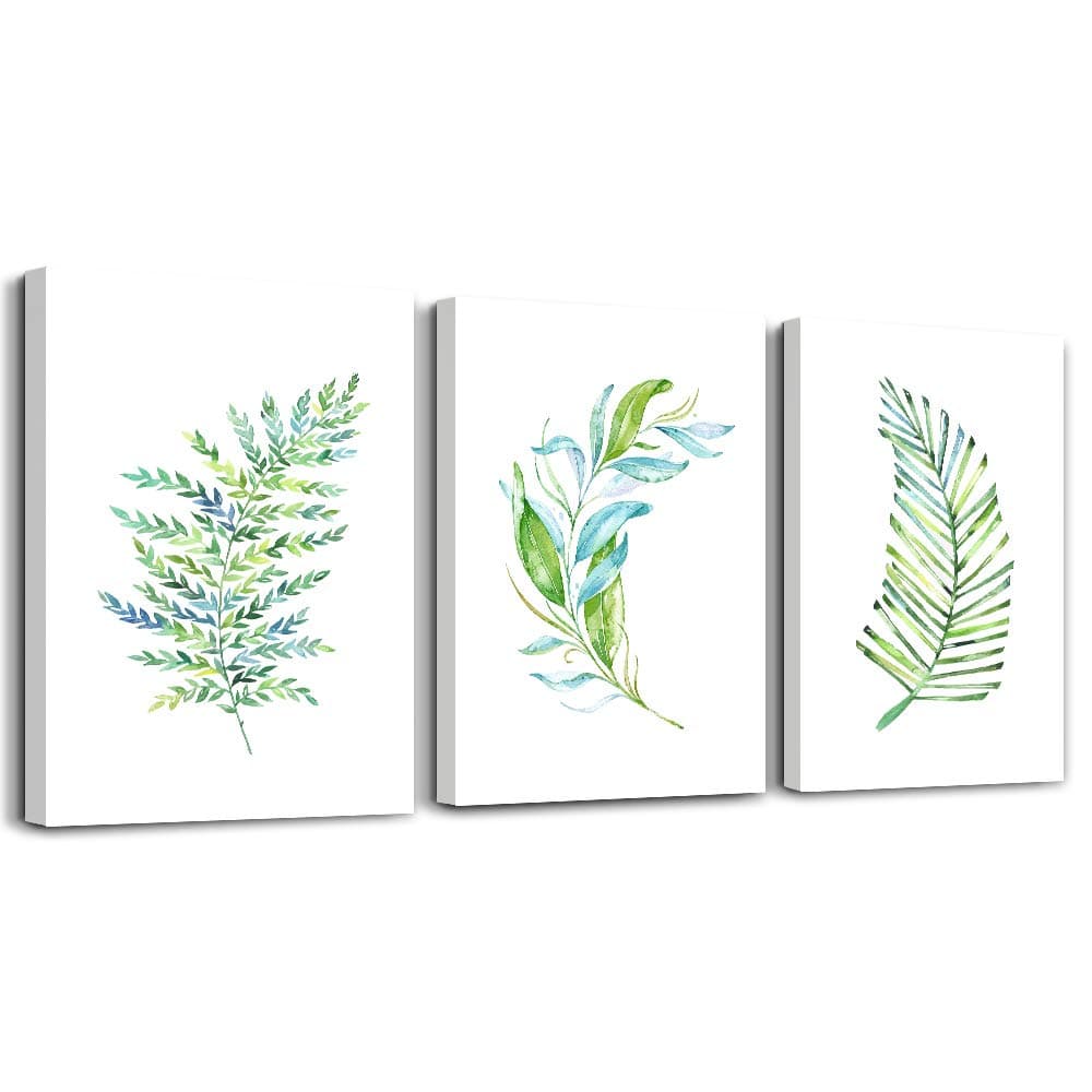 modern style Green leaves plants Canvas wall art for bedroom bathroom wall decor Watercolor painting Framed posters Canvas Prints for living room office Home Decoration mural kitchen wall painting