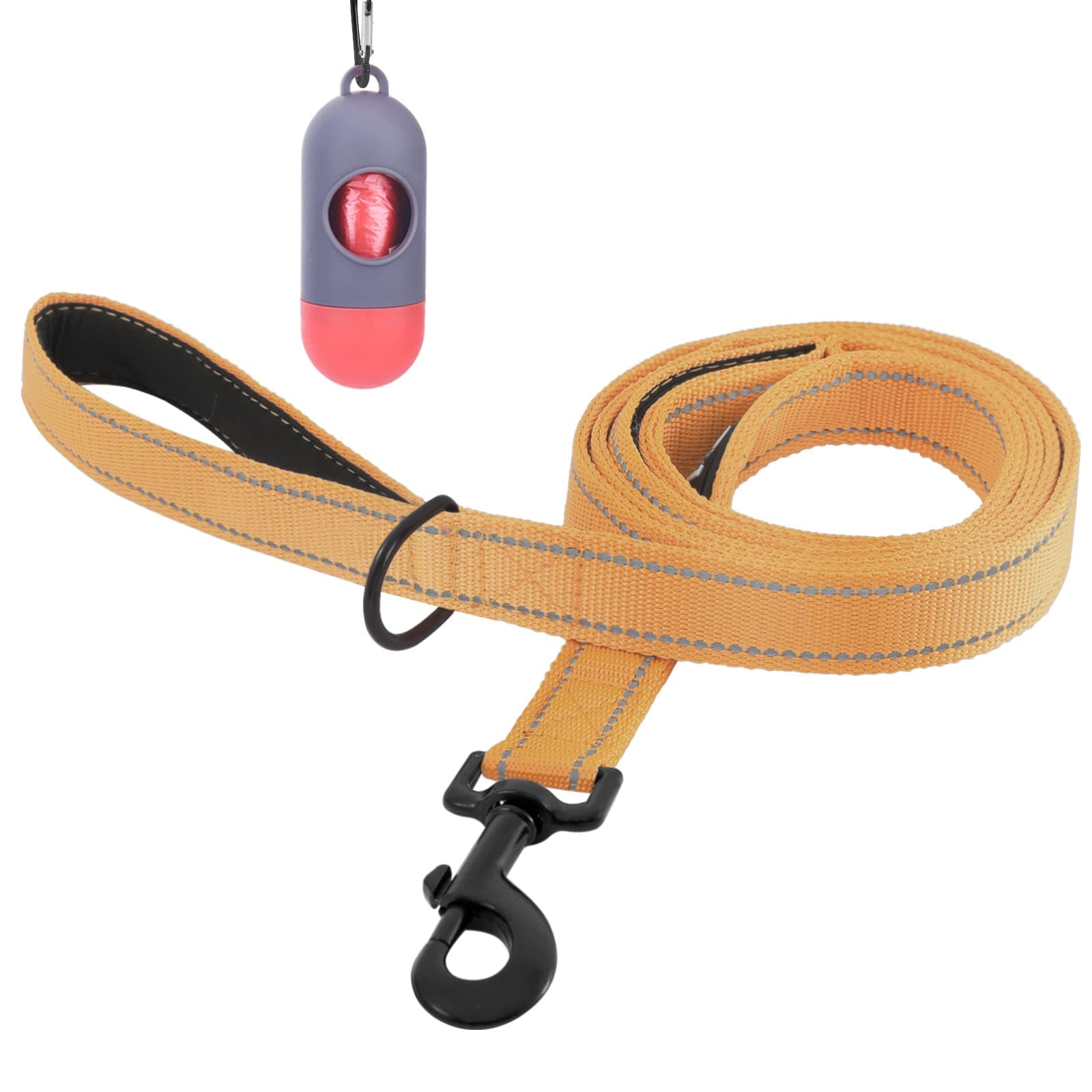 Bolux5ft Dog Leash, Heavy Duty Rope Leash with 2 Padded Handle – Pet Training Lead with 3M Reflective Double Handle for Traffic Control Safety, Perfect for Large Medium or Small Dog (Gold)