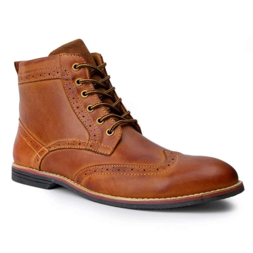 Froon Men's Leather Brogue Lace up Premuim Boot