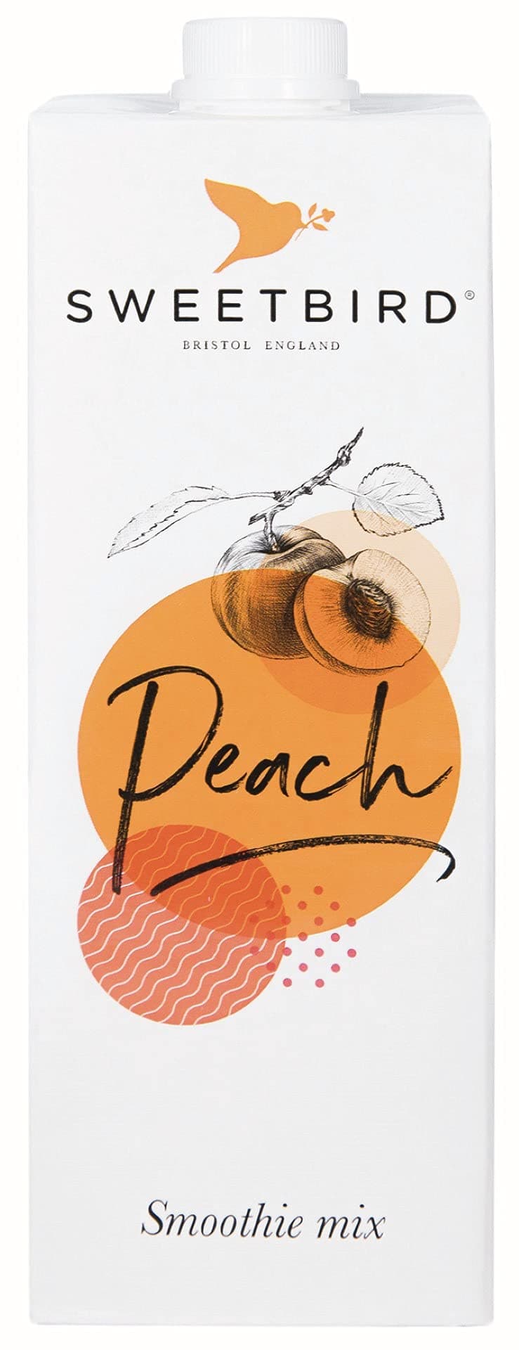 Sweetbird Peach Ice Blended Flavored Smoothie Mix 1 Liter (Vegan, GMO Free, All Natural)