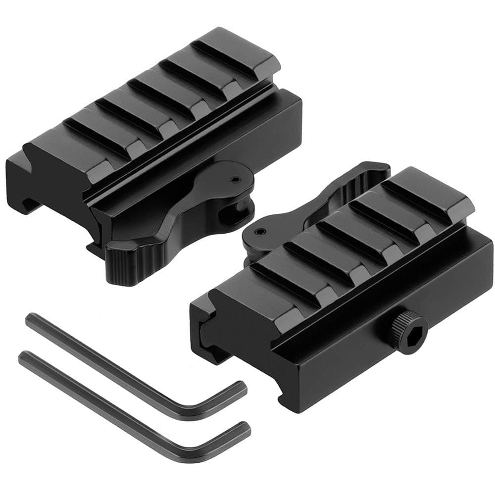 Picatinny Riser Mount, Low Profile Rail Riser Mounts Adaptor with QD Lever Lock Quick Release & 5 Slots Picatinny Rails for Scope Rings Optics Sights, 1/2" H x 2.5''L