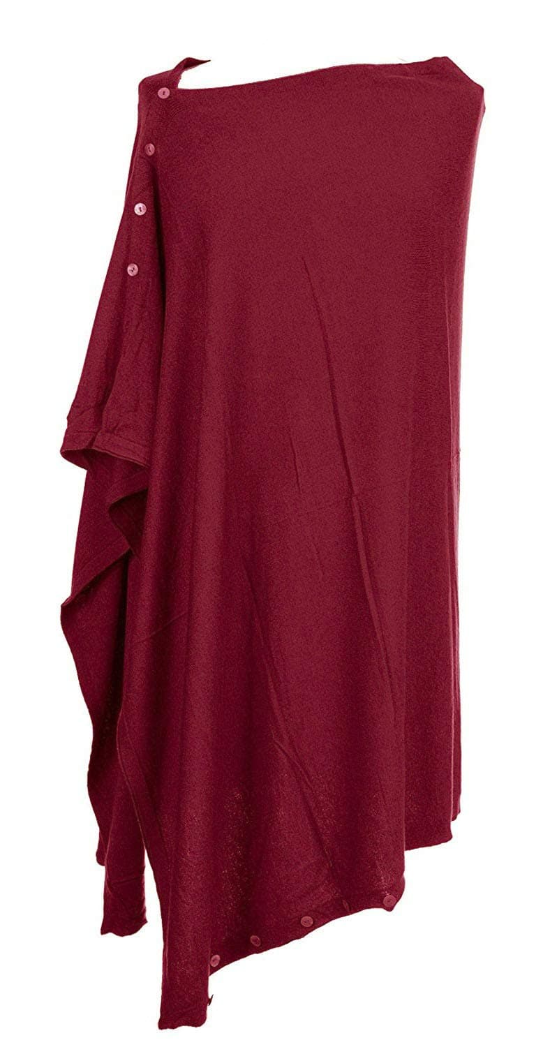 Ladies Lagenlook Button Cashmere Feel Modal Knit Multiway Poncho Wrap Cardigan Shawl Shrug Scarf Snood One Size