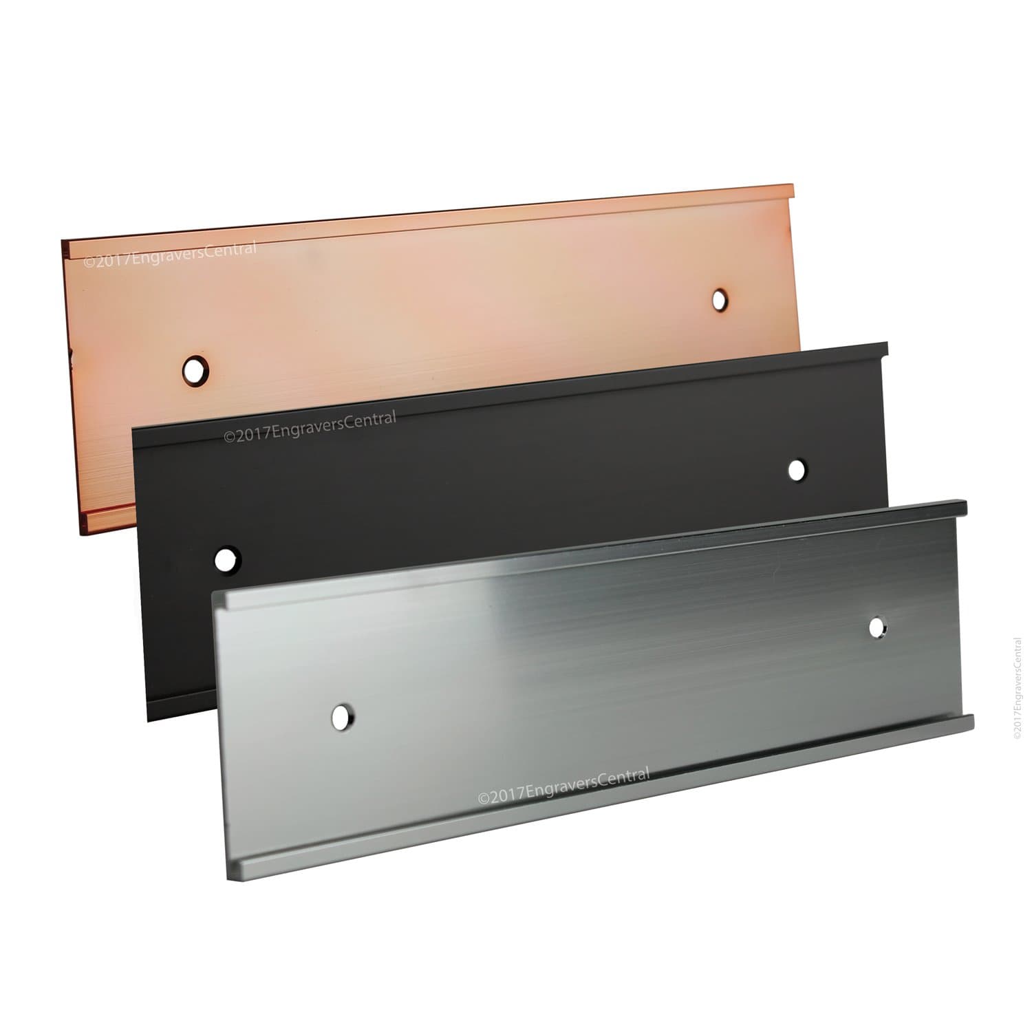 Pack of 10 - Office Wall Or Door Mount 2x8 Name Plate Holders - Fits Standard Size 2x8 NamePlates (Not Included), 3 Color Options to Choose from - Gold, Silver or Black.