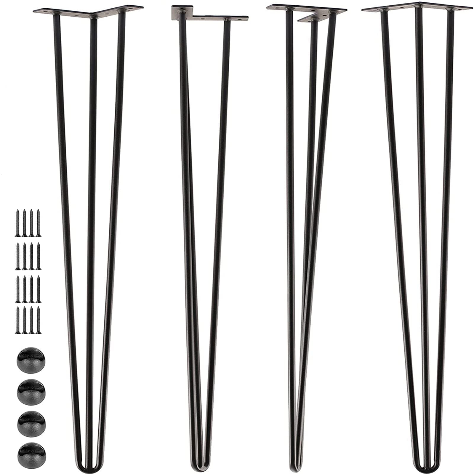 - SPACEEUP 30" Hairpin Table Legs, 4PCS Coffee Desk Legs with Rubber Floor Protectors, 880lbs Load Capacity, Heavy Duty Black Metal Furniture Legs 3 Rods for DIY Bench Desk Dining End Table Chairs