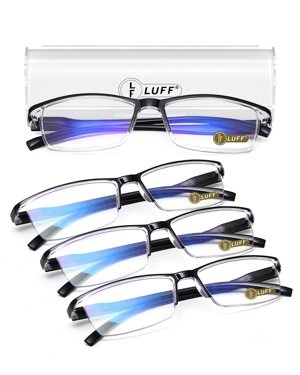 LUFF 4Pcs Anti-Blue-ray Reading Glasses Portable Ultra-Light Readers(2.0X)