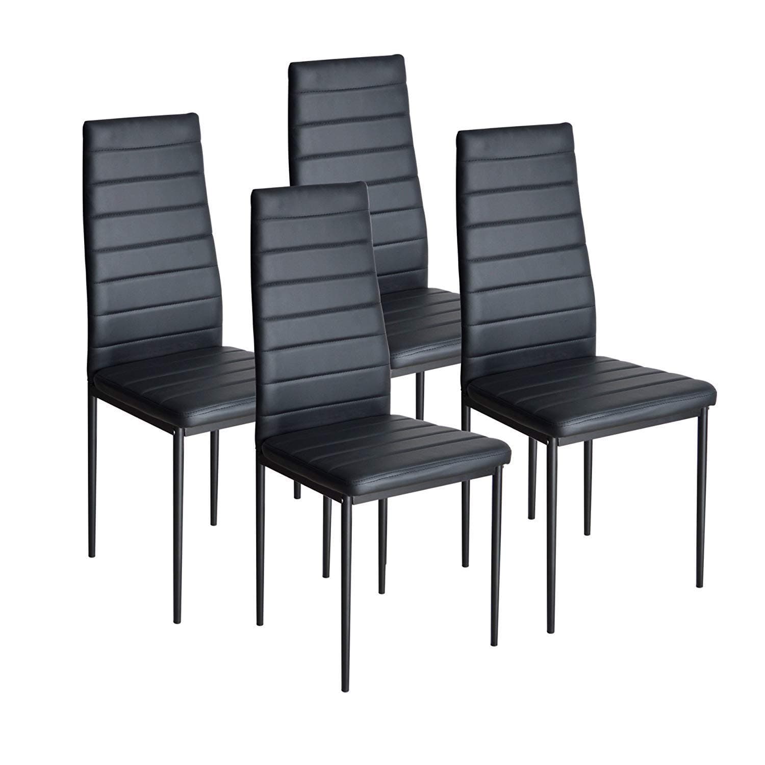 Black Dining Chairs Set of 4,High Back Faux Leather Padded Dining Kitchen Chairs,Kitchen Dining Room Furniture [Energy Class A++]