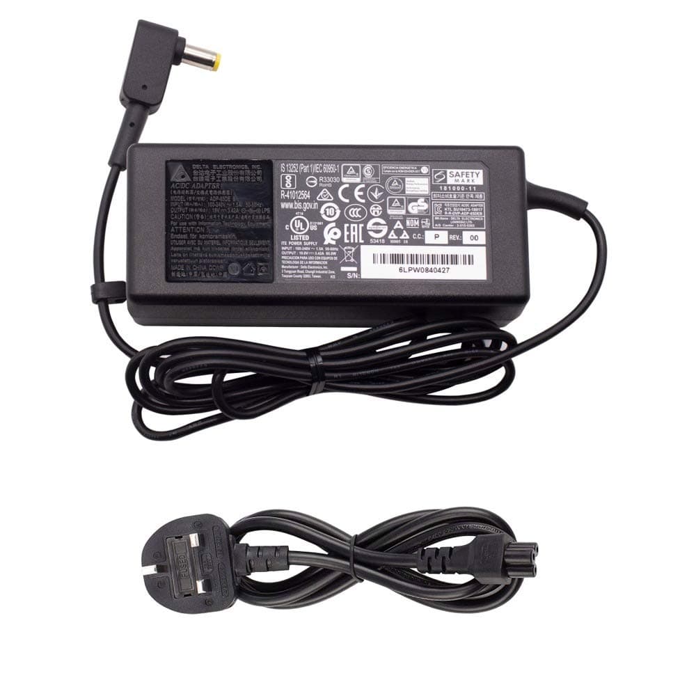 Delta Electronics Laptop Charger for Acer Aspire A315-51-3140 A315-51-314M A315-51-31QC A315-51-32AY A315-51-33NB Compatible Replacement Notebook Adapter Adaptor Power Supply (UK Power Cord Included)