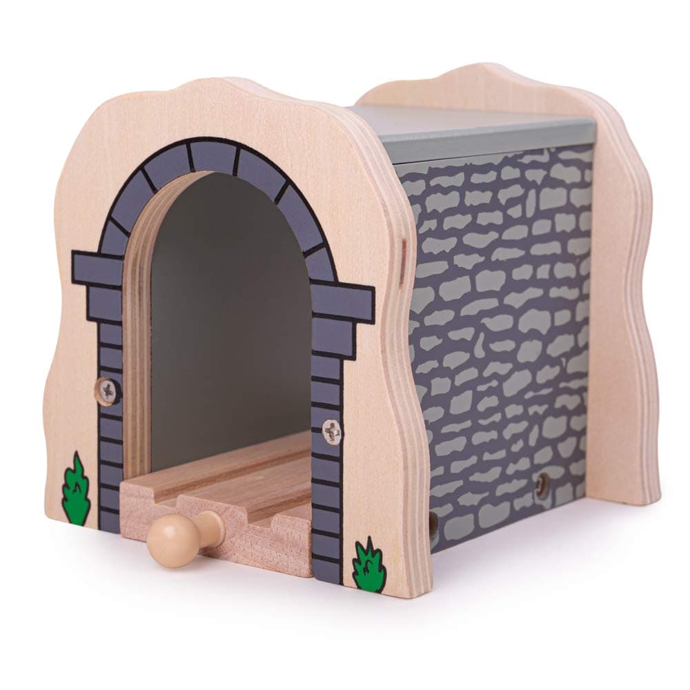 Bigjigs Rail Grey Stone Tunnel, Wooden Train Track Accessories, For Kids