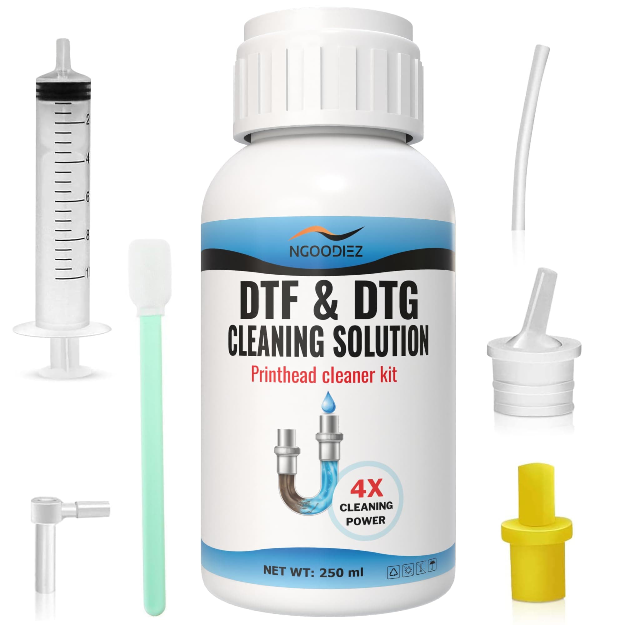 DTF Printhead Cleaning Solution Kit for Epson ET-8550 L1800 XP-15000 | DTF DTG Printer Head Cleaner Dissolves White Ink Clogs | Restores Print Quality & Extends Printhead Life - 250mL