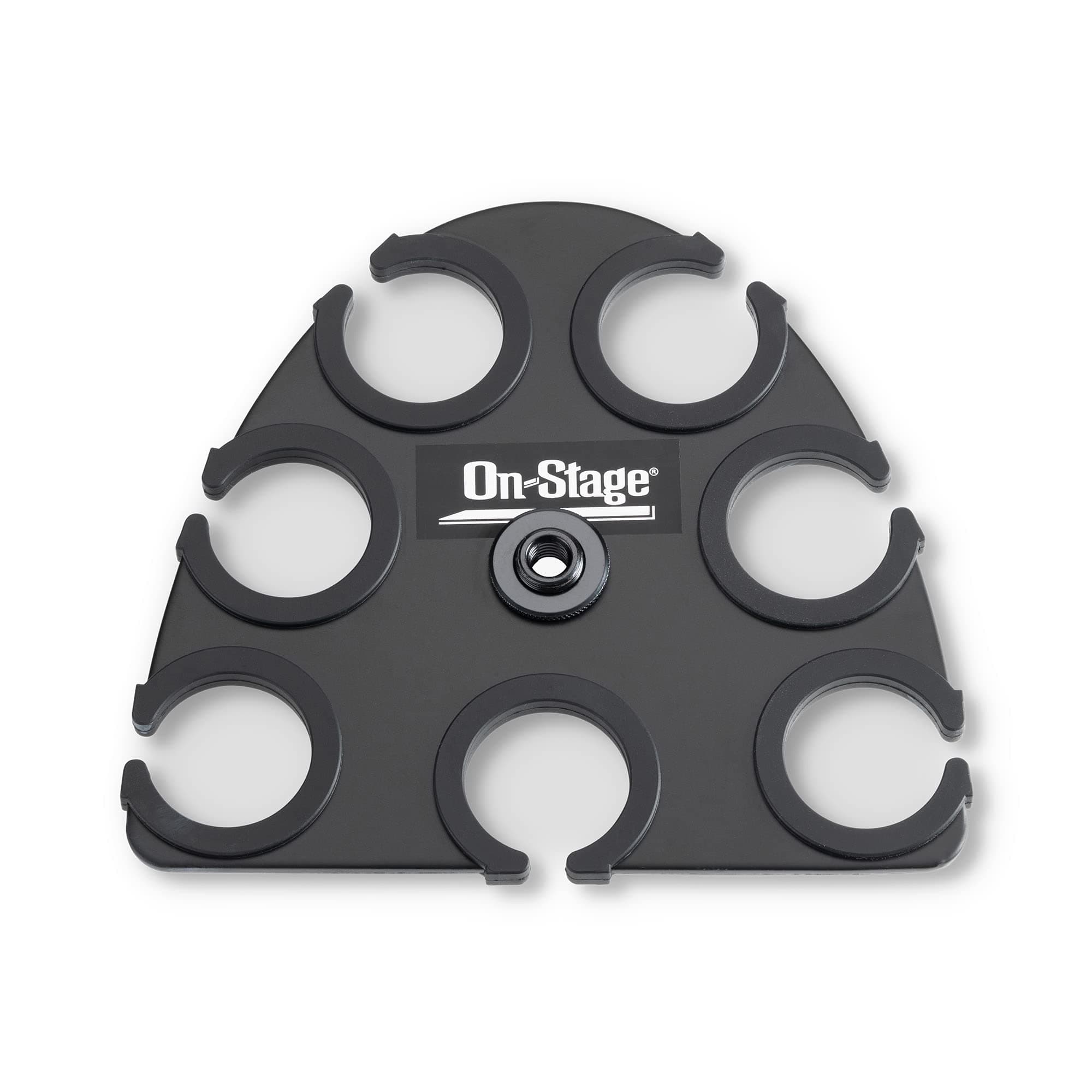 MSA2700 Multi-Mic Holder (Microphone Organizer and Display for Handheld, Dynamic, Wired, and Wireless Mics, Silicone Padding, Mounts to 5/8"-27 or 3/8"-16 Threaded Stands, Aluminum, Black)