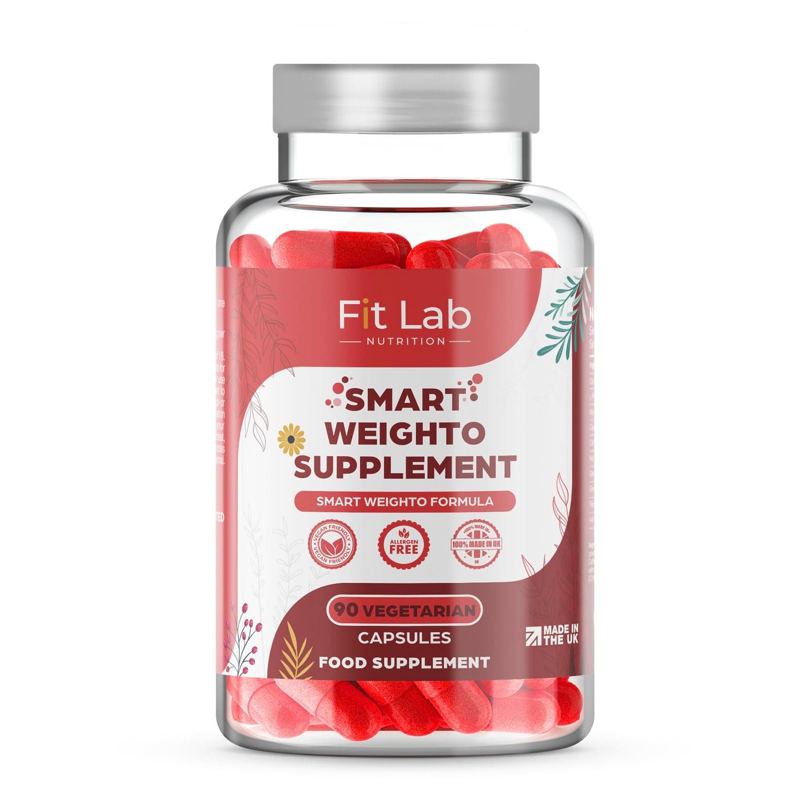 Fit Lab - Smart Weighto Management, Food Supplement - 90 Capsules - Vegan, Halal and Vegetarian Supplements for Women and Men - 45 Days Supply - Gym Essentials
