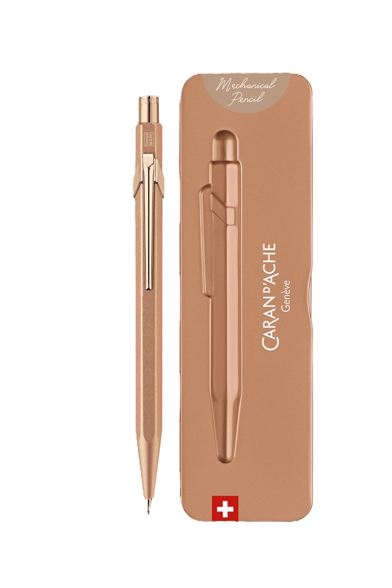 Caran D'Ache 844 Premium Mechanical Pencil 0.7 mm in Slimpack Case exudes modernity and elegance for Luxury gifting. (BRUT ROSE)