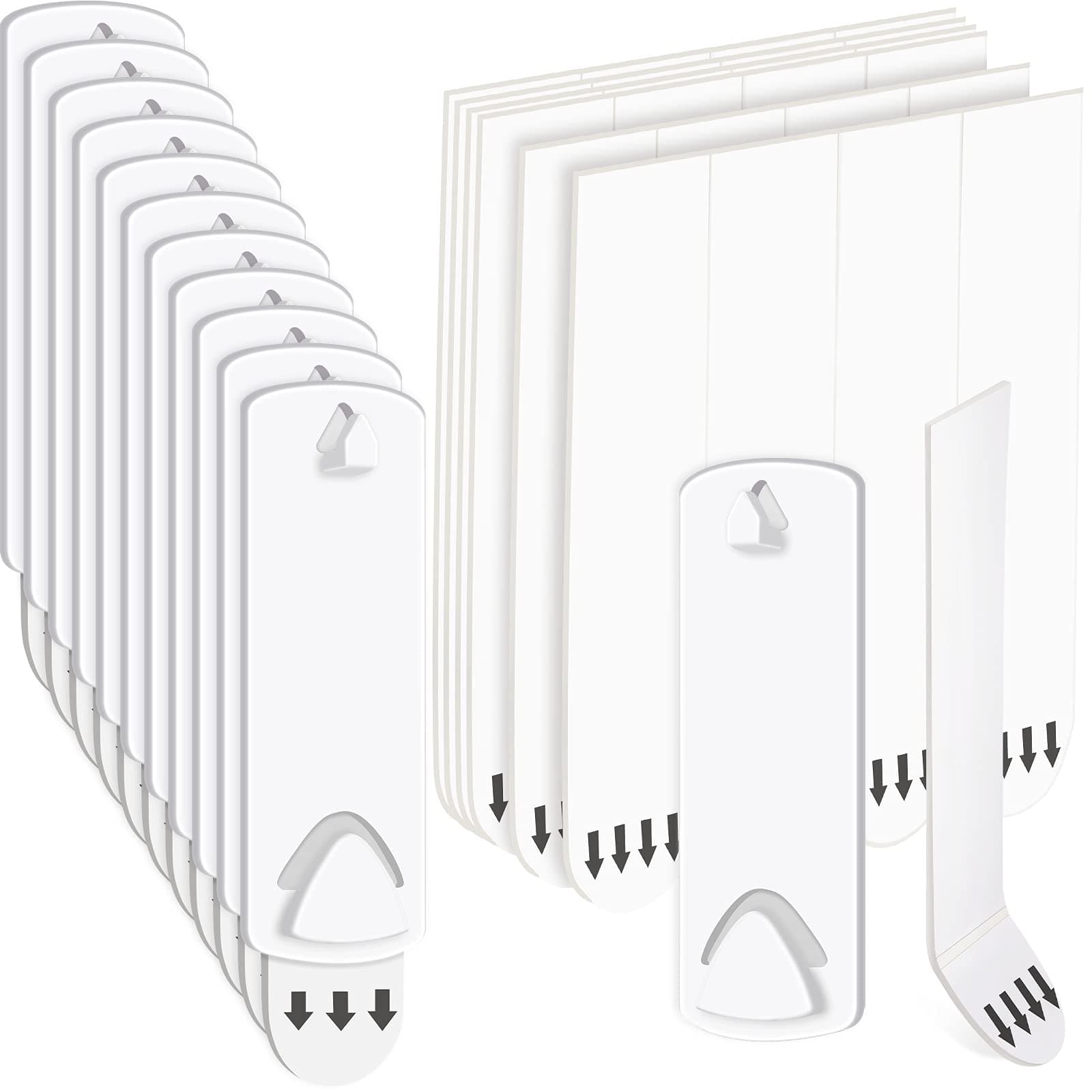 12 Pieces Picture Hangers No Damage Wall Hangers and 24 Pieces Picture Hanging Strips, Adhesive Hooks Frame Art Hanger Picture Hanging Kit Without Nails for Indoor Use Bathroom Living Room