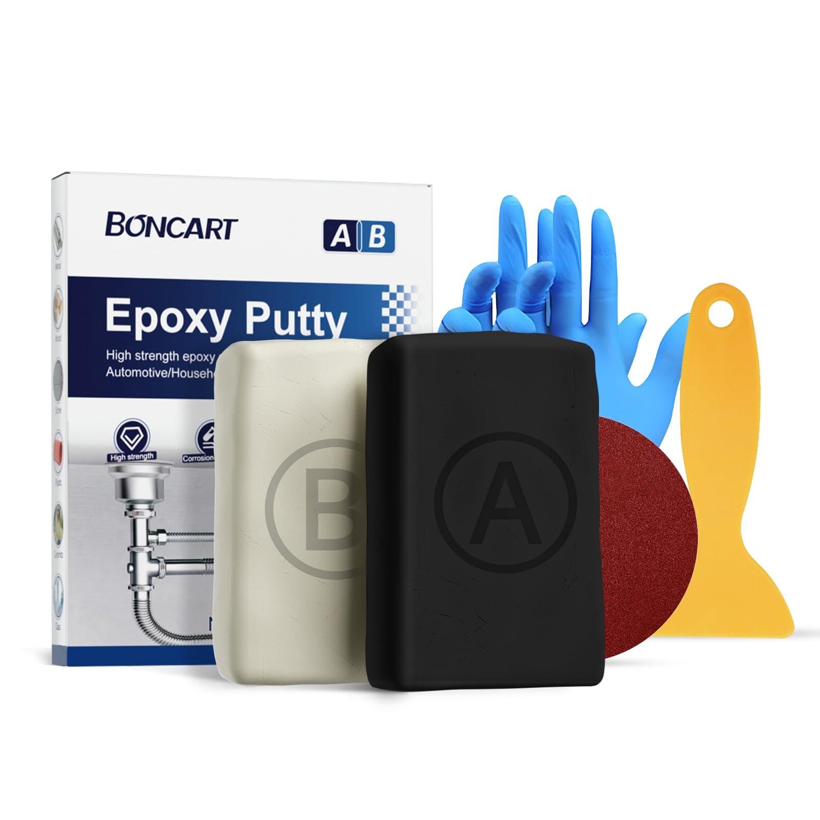 Epoxy Putty, 200g Fast Repair AB Epoxy Putty, High-Strength Two-Part Filler for Metal, Wood, Tile, Ceramics, Multi-Purpose Sculpt Clay for Bonding, Repairing, Sculpting (Black)