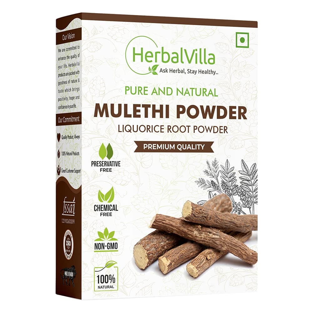 Mulethi Powder For Face, Skin, Eating and Hair (200 Grams), Skin Whitening | Yashtimadhu Powder, Liquorice Powder for Eating