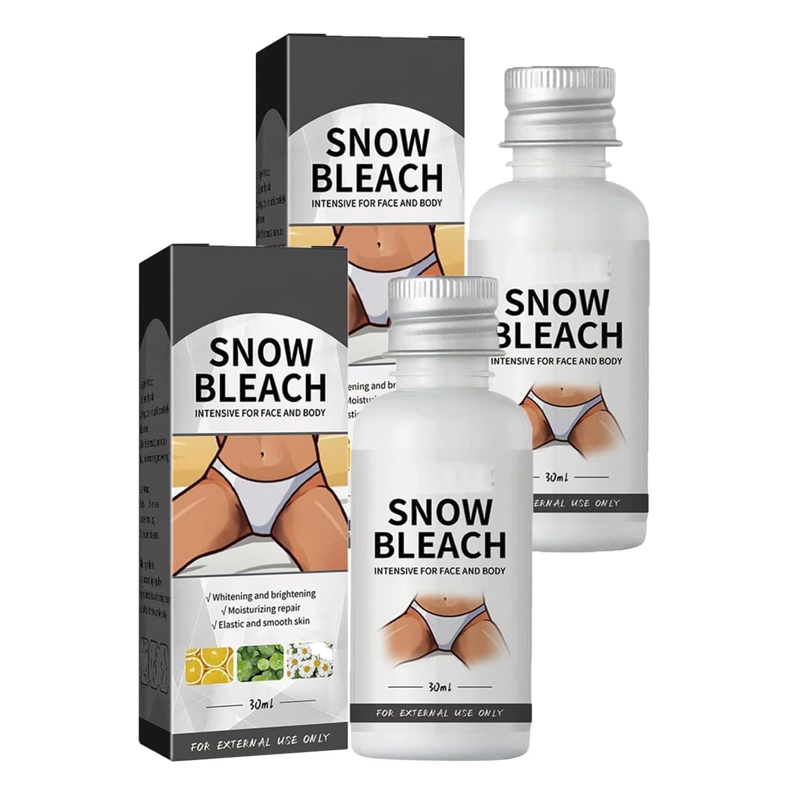 ##2 Snow Bleach For Private Area Areas Underarm Neck Armpit Knees Elbows Dark Skin Dark Remover Skin Bleaching For Face And Body 30ml (White, One Size)
