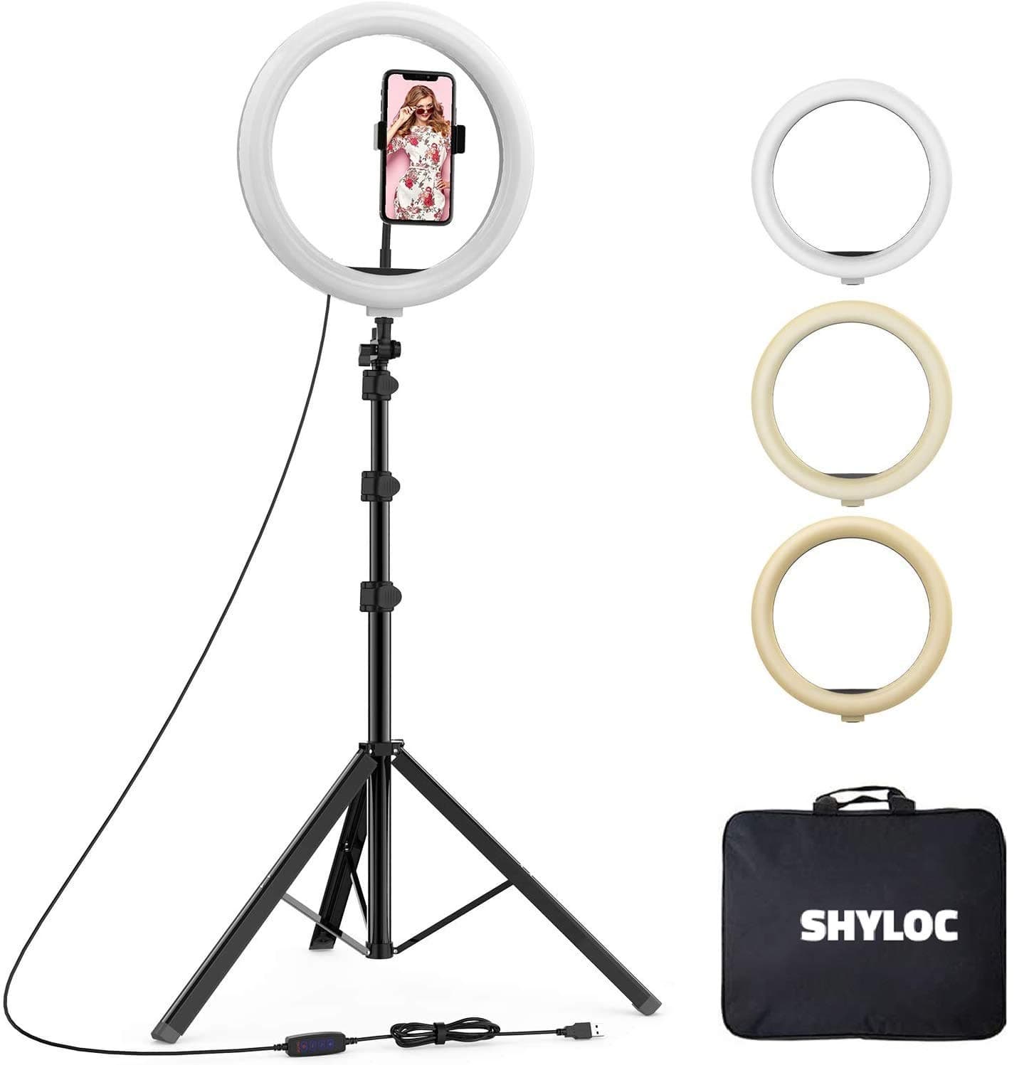 SHYLOC 10 inches Big led Ring Right for Photo and Video with Tripod Stand Compatible with Camera and Smartphones