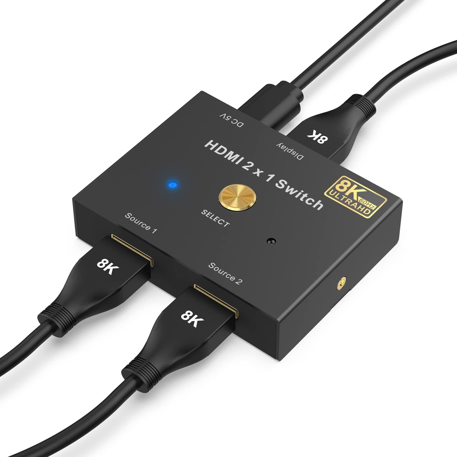 Lavales H2Pro HDMI 2.1 Splitter Box 2 in 1 Out 8K@60Hz 4K@120Hz 1080P@240Hz, Alloy Shell Manual HDMI Selector Switcher Backward Compatibility with HDMI2.0 1.4 1.2 1.1 1.0(2 Sources 1 Display)