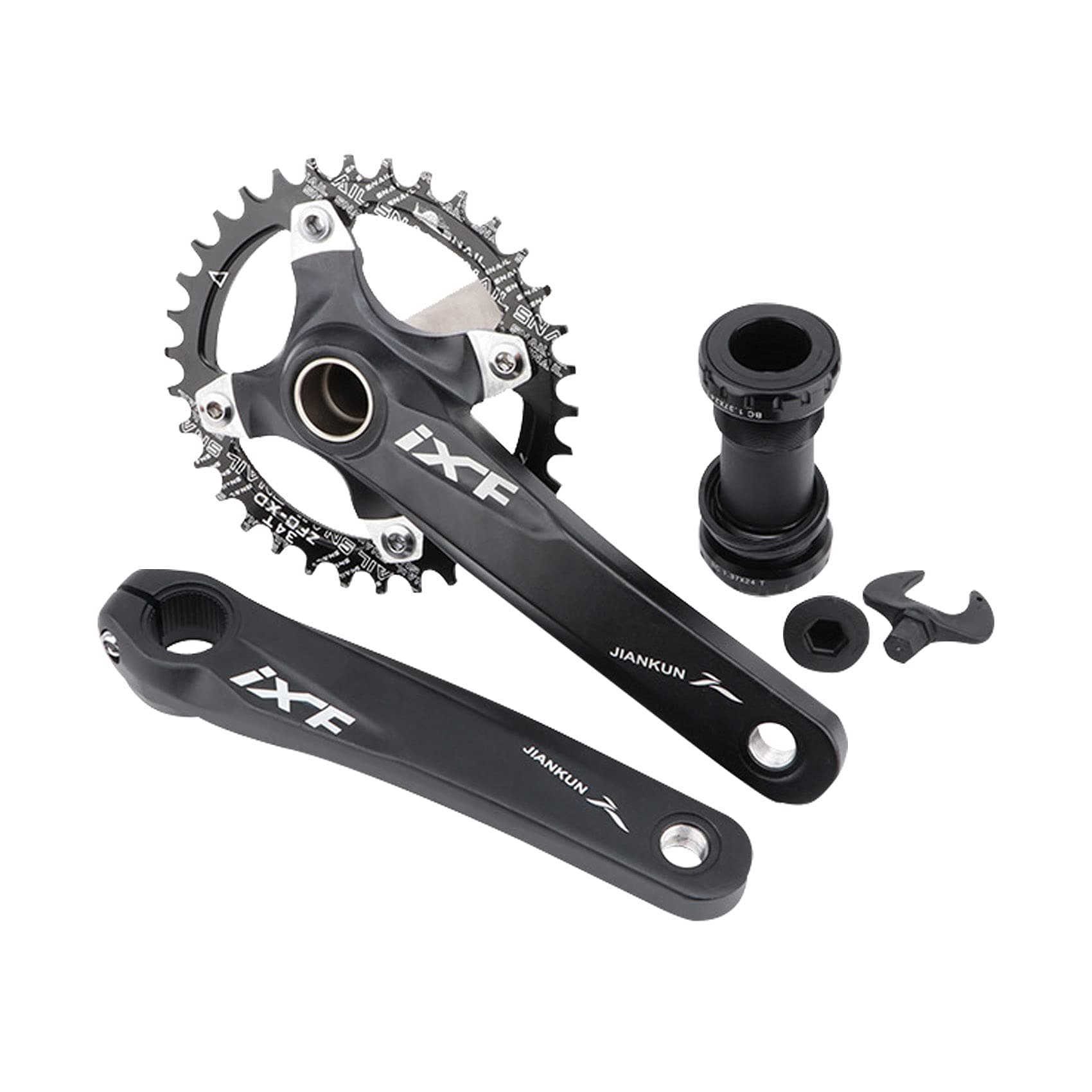 Mountain Bike Crankset Hollow Integrated Crank axle Modified Single disc Crank 32T 34 36T