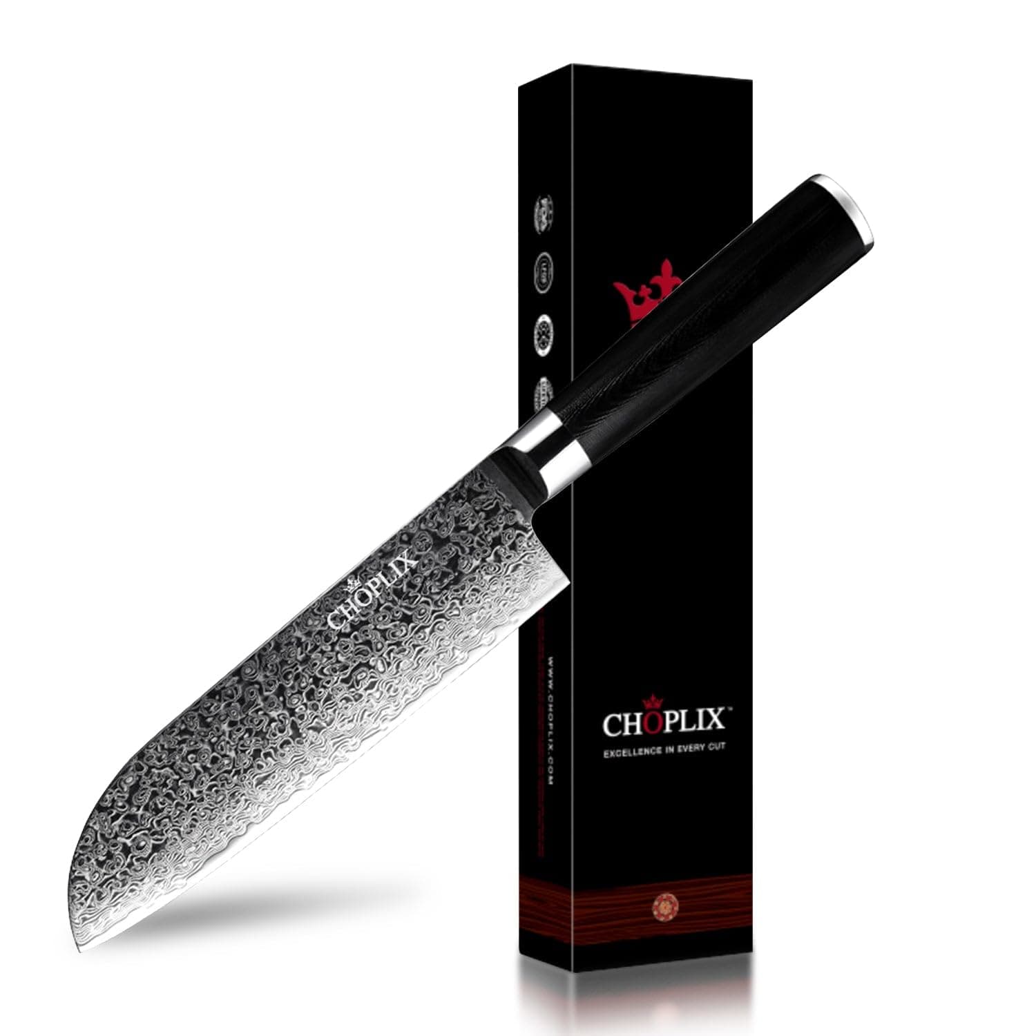 Obsidian Series 7-inch Utility Knife - Professional Chef Knives with Ultra Sharp 67 Layer Damascus Steel Blades, Ergonomic G10 Handles for Precision Cutting, Home Cooking, Chopping & Kitchen Utility