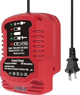 M-18 18V Lithium Ion Battery Charger for Milwaukee 18V 48-59-1812 48-11-2420 48-11-1815 48-11-1840 48-11-1841 48-11-1850 Li-ion Battery Portable Compact Mini Charger(NOT for M12/M14 Battery)