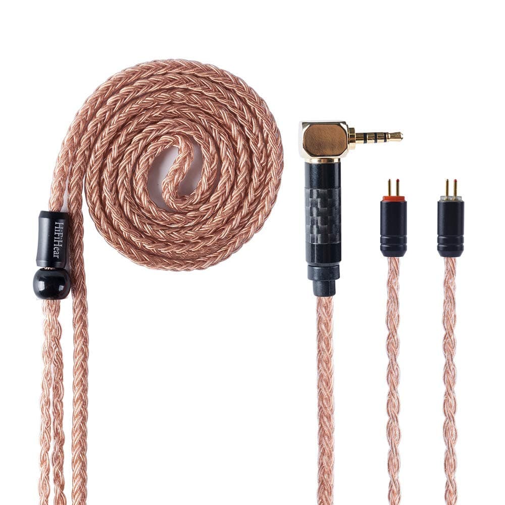 HiFiHear Replacement Cable,16 Core 6N Single Crystal Copper Audio Earphone Cable (L-Shaped Plugs) Detachable Earphone Cable for KZ AS10 ZS7 C16 C10 ZS6 AS06 ZST ZS10 LZ TRN V80 (2 Pin 2.5mm)