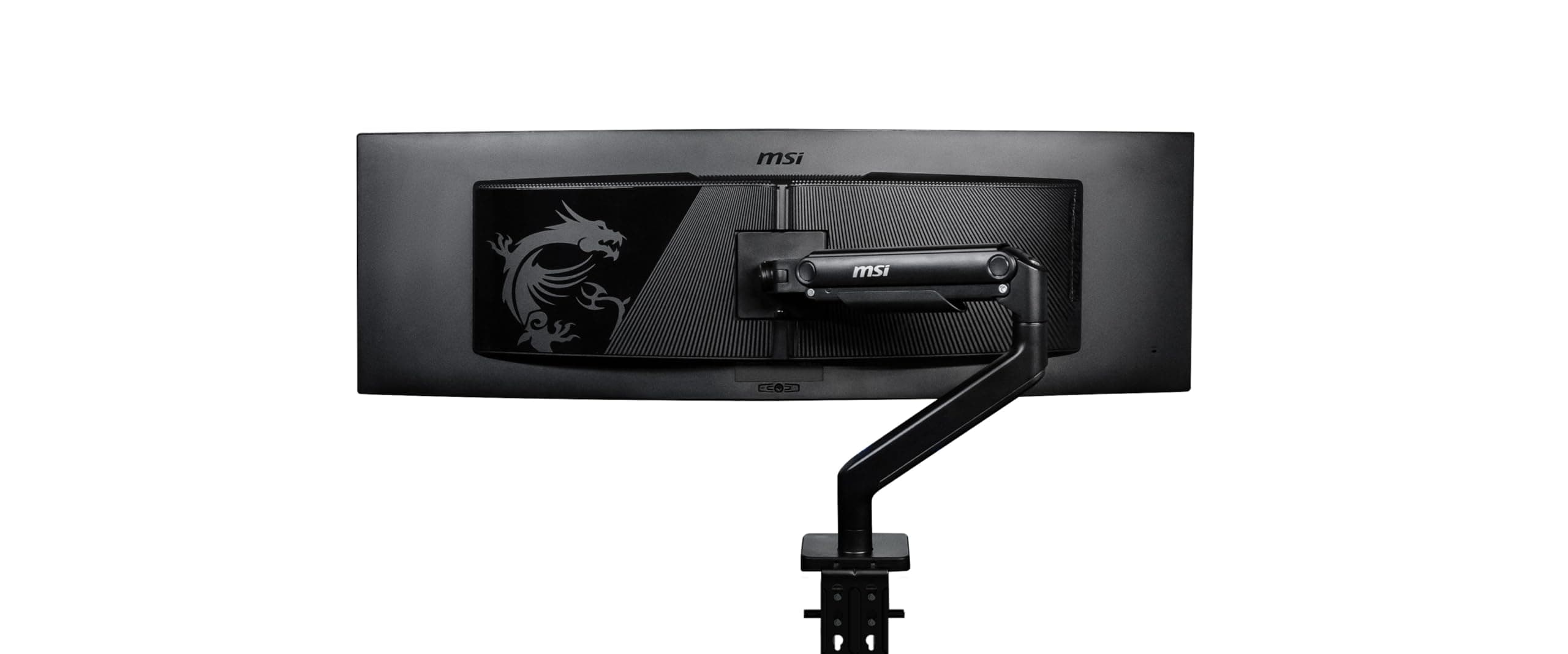 MSI MAG MT201 - Premium Heavy Duty Single Monitor Stand Arm, Supports 17-49" Screens and 44 lbs, VESA Compatible, Adjustable Gas Spring Assisted Mount, Clamp & Grommet, Quick Release Plate - Black