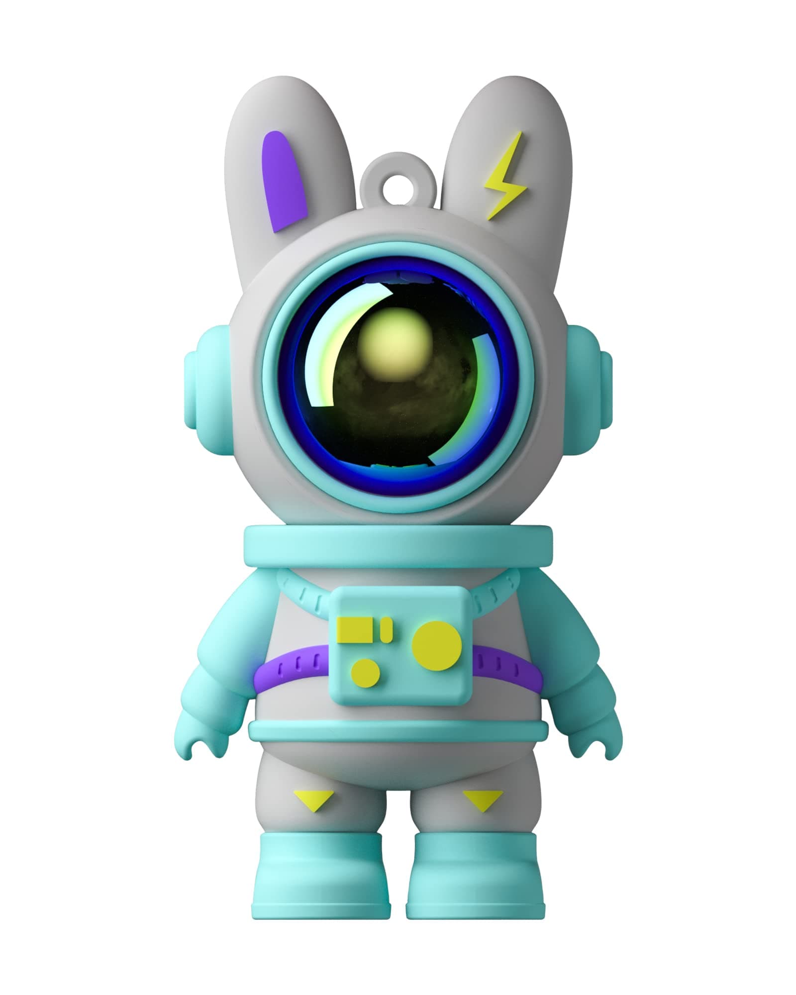 Cute Space Rabbit USB Flash Drive, Thumb Drive Waterproof USB 2.0 Memory Stick Small Size USB Drive Gift (128G, Cyan)