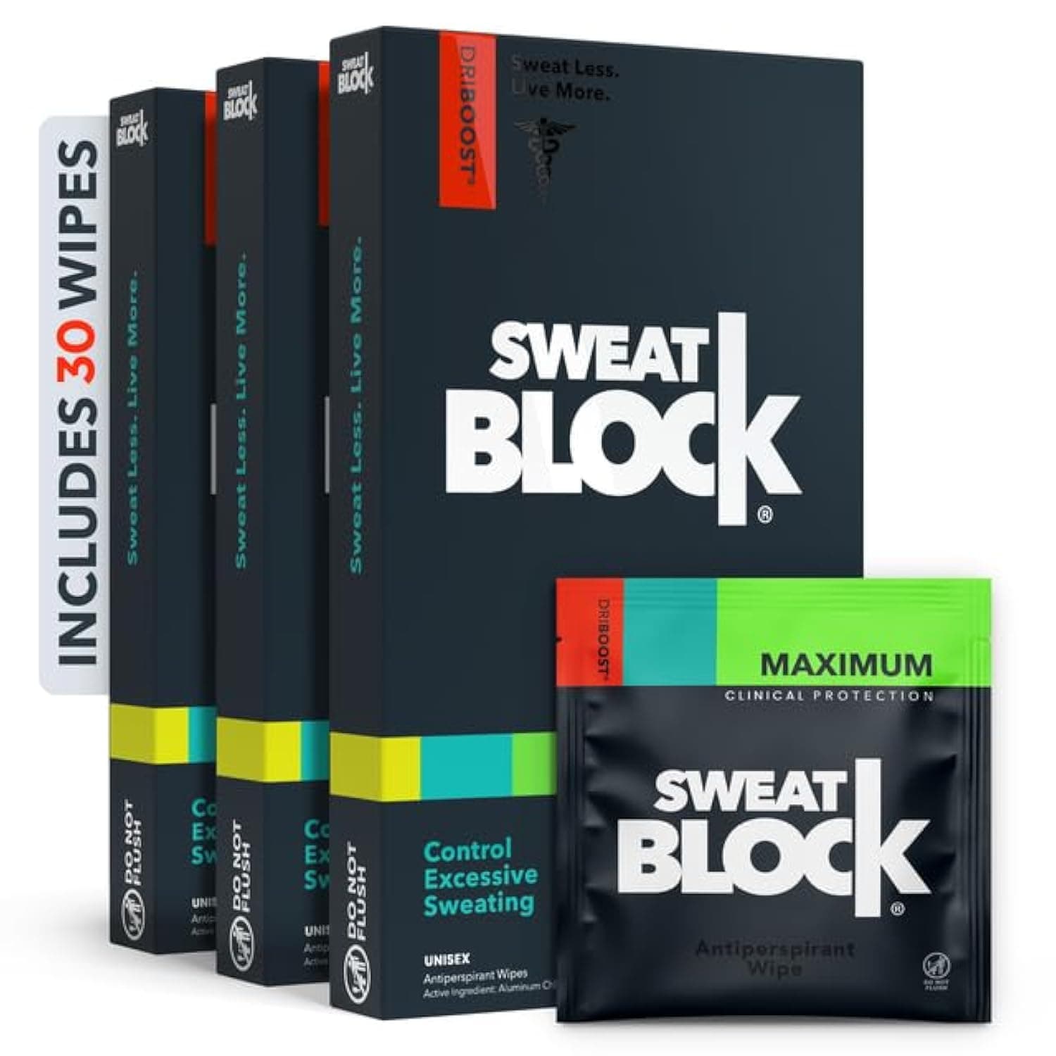 Sweatblock Clinical Strength Antiperspirant Wipes for Hyperhidrosis (3 Box Deal) - Reduce Sweat Up To 7-days Per Use - Antiperspirant For Men and Women