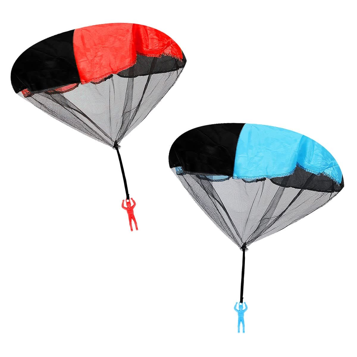 2 Pack Parachute Toy Soldiers - Hand Throwing Army Men for Outdoor Fun - Kids' Paratrooper Flying Toys - Blue & Red - Ideal for Boys and Girls!