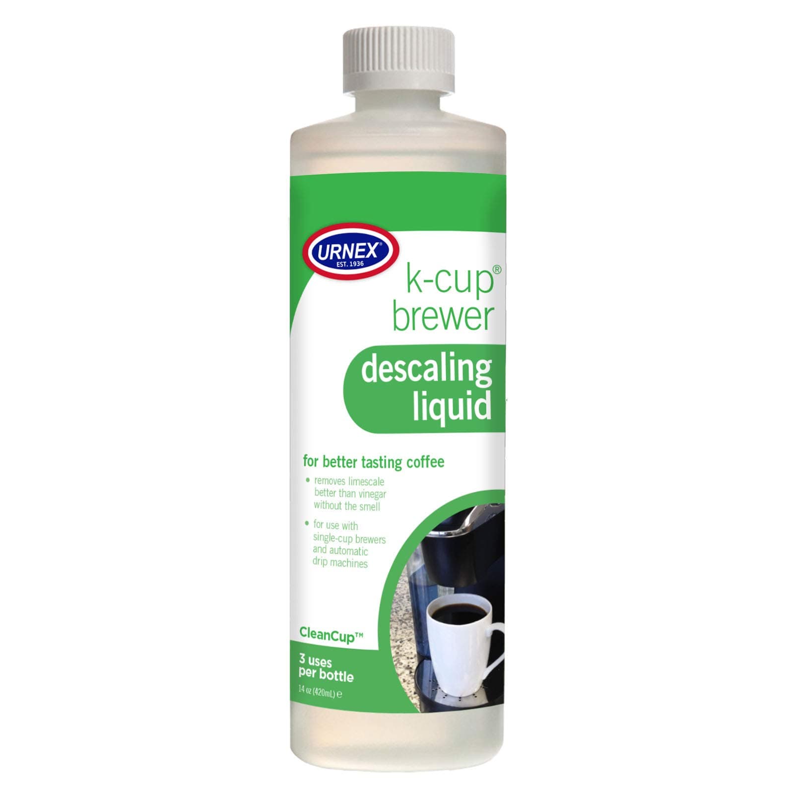 K-Cup Descaler (3 Uses Per Bottle) - 14 Ounce - CleanCup Descaling Solution Use with Keurig K Cup and Drip Coffee Machine