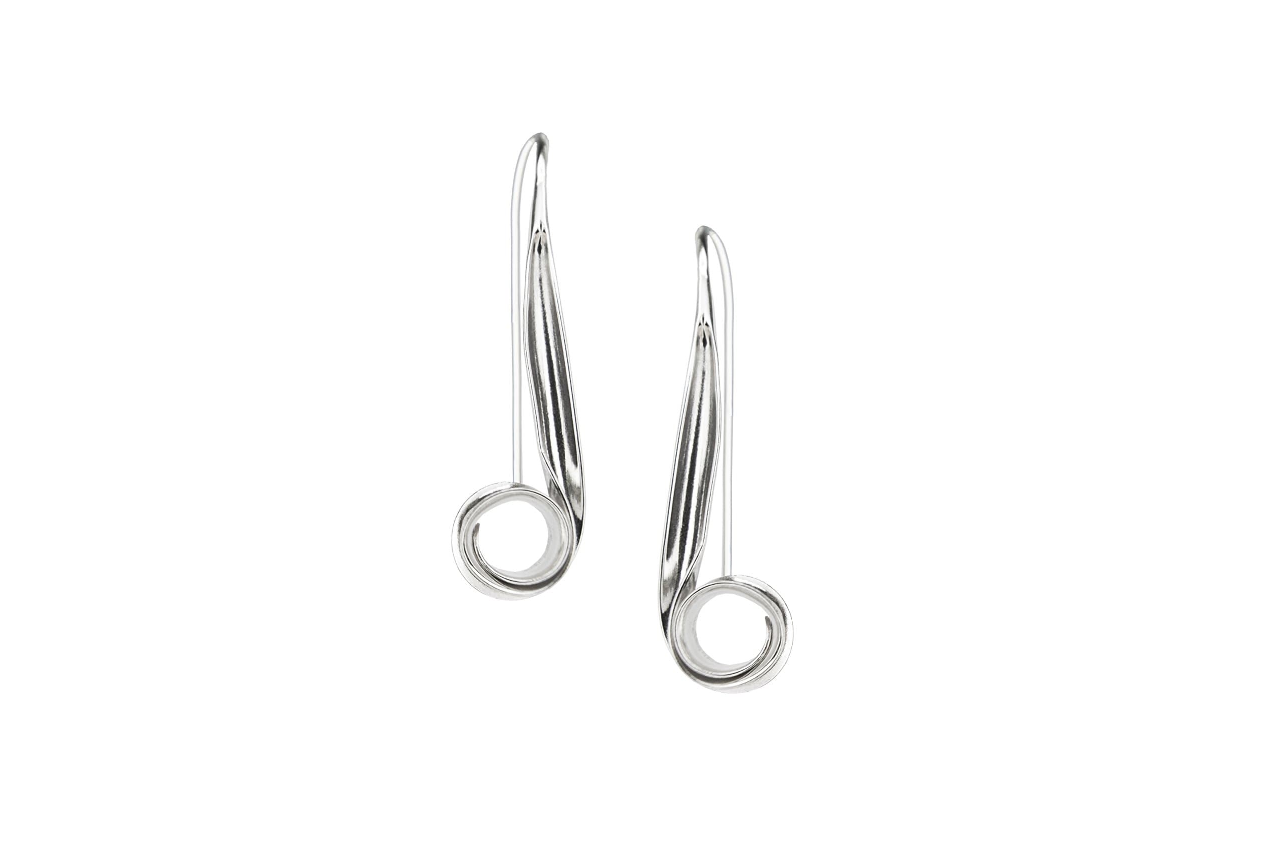 Handmade 925 Sterling Silver Long Curl Drop Earrings with Signature Gift Packaging by Otis Jaxon