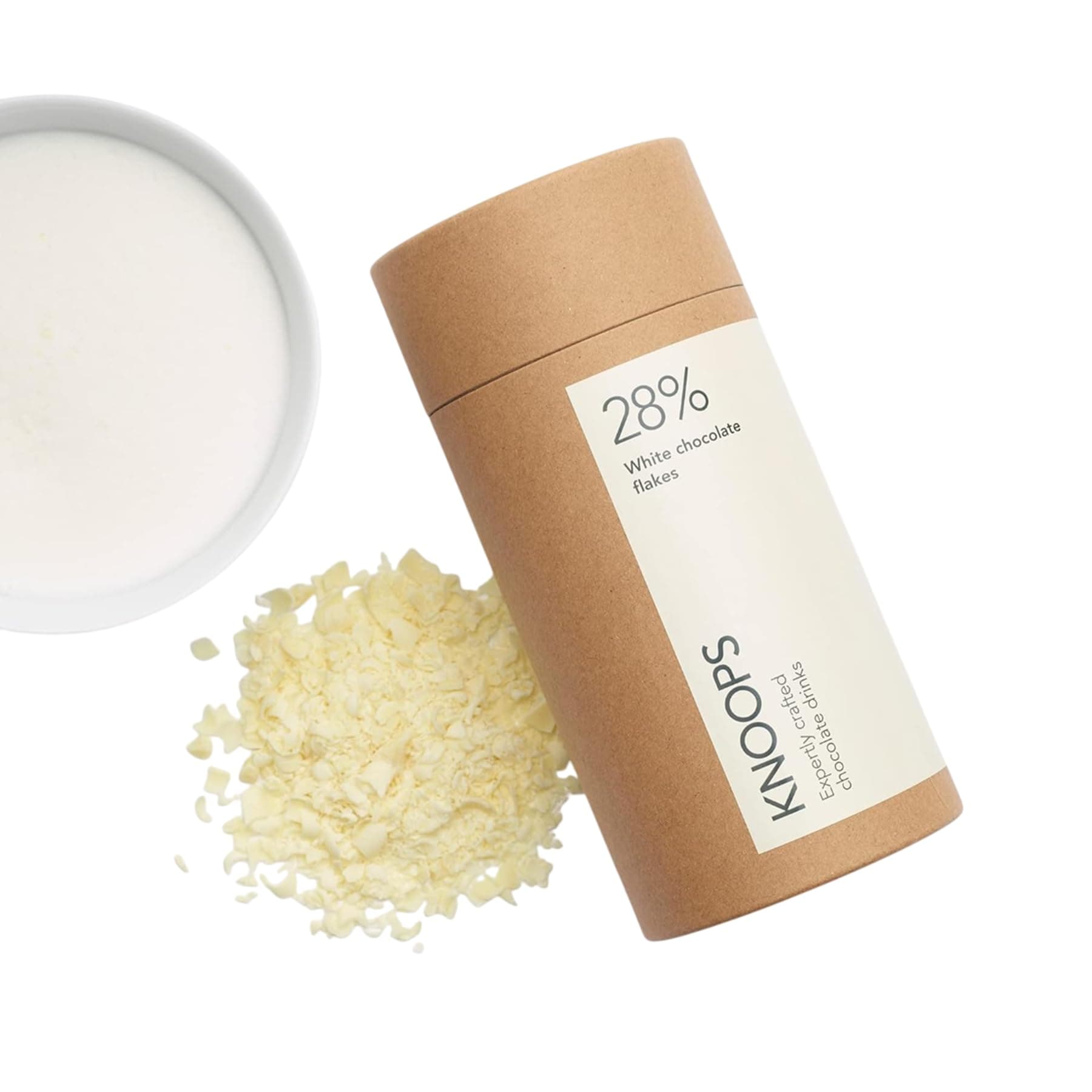 White Hot Chocolate Flakes, 28% White Luxury Hot Drinking Chocolate, Delicious Milky Cocoa Drink with Real Choc Flakes, All Natural Ingredients, 250 g, Equal to 8 Serving Sachets