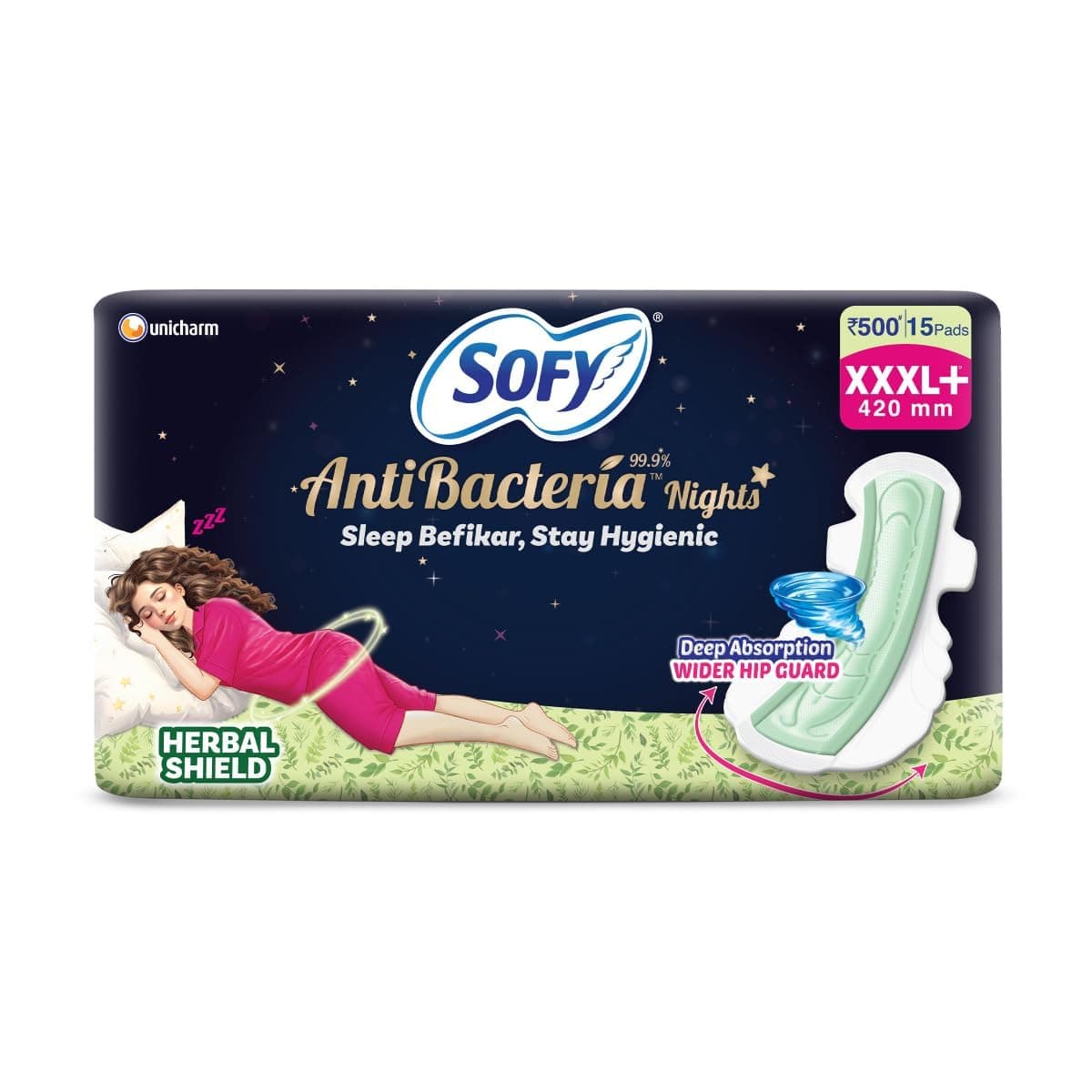 Anti Bacteria Extra Long Sanitary Pads, Pack of 48