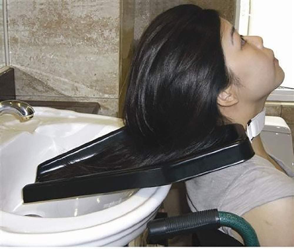 Portable Shampoo Tray-Rinse Hair Washing Tray for Sink with Strap Great for the Disabled，the Elder and the Pregant (Home or Salon)-17.32 * 12.99 * 2.76in（Black）
