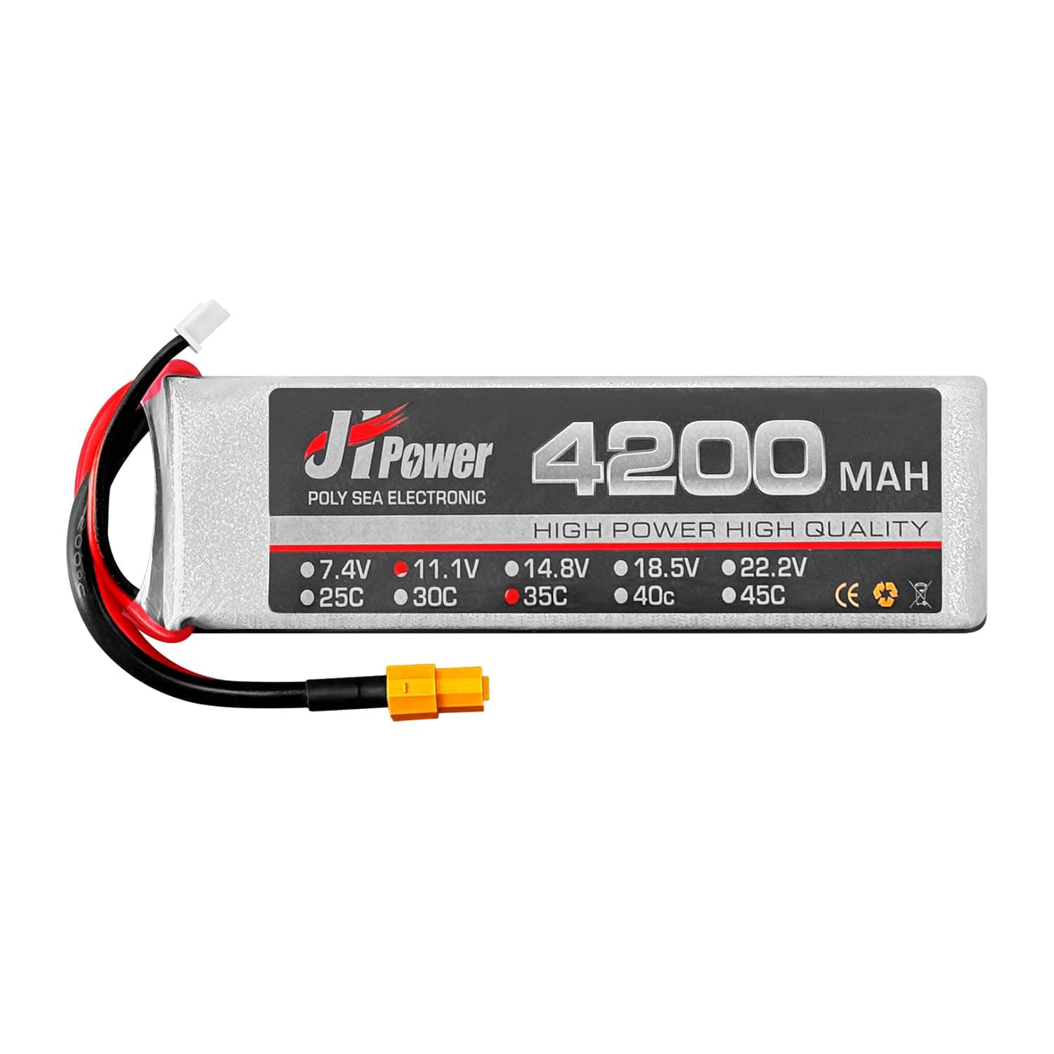 HAWK'S WORK 3S Lipo Battery 11.1V 4200mAh 35C, LiPo Battery Pack with XT Connector for FPV Drone Quadcopter RC Helicopter Airplane Boat Car Truck Hobby