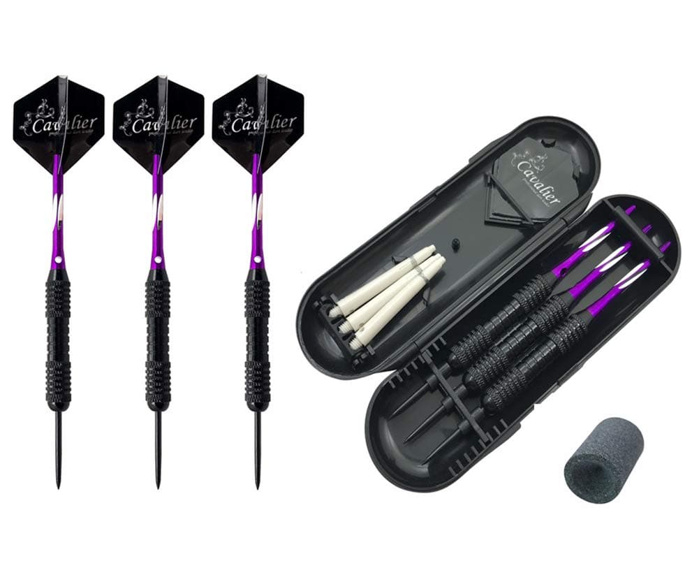 Lemong 3 Pack Steel Tip Darts 22 Grams with Steel Needle Tip Dart - Straight Barrels-Aluminum Shafts - PVC Flights Dart Set 4 Colour (With Round Dart Sharpener)