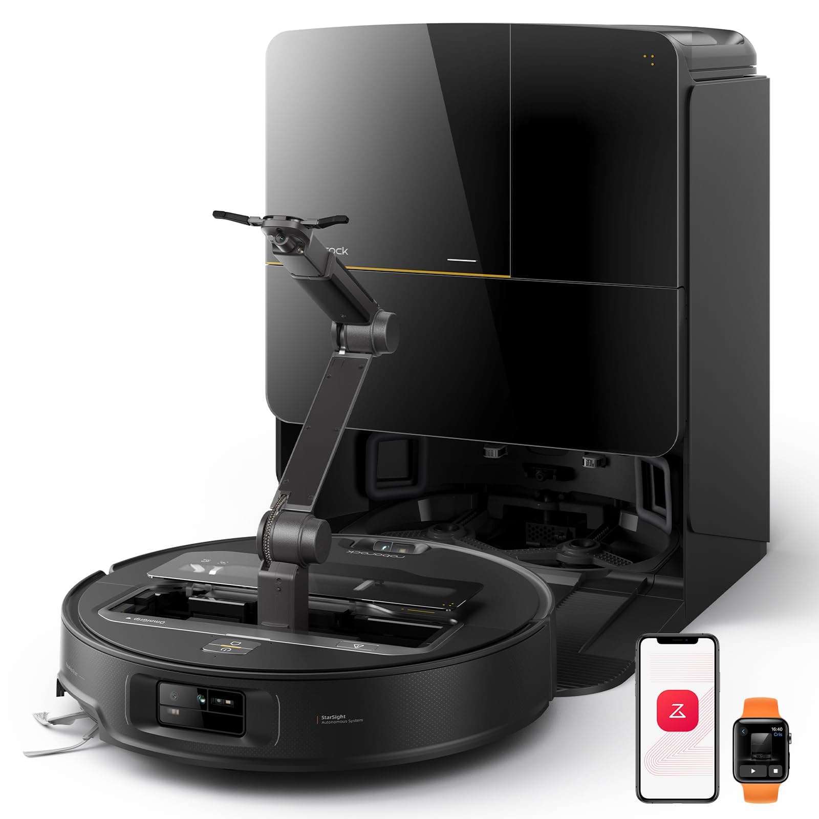 Saros Z70 Robot Vacuum and Mop, OmniGrip Arm, AI-Powered, 22,000Pa Suction, 3.14’’ Ultra Slim, FlexiArm Riser Technology, AdaptiLift Chassis, Obstacle Avoidance, Auto Mop Washing & Drying