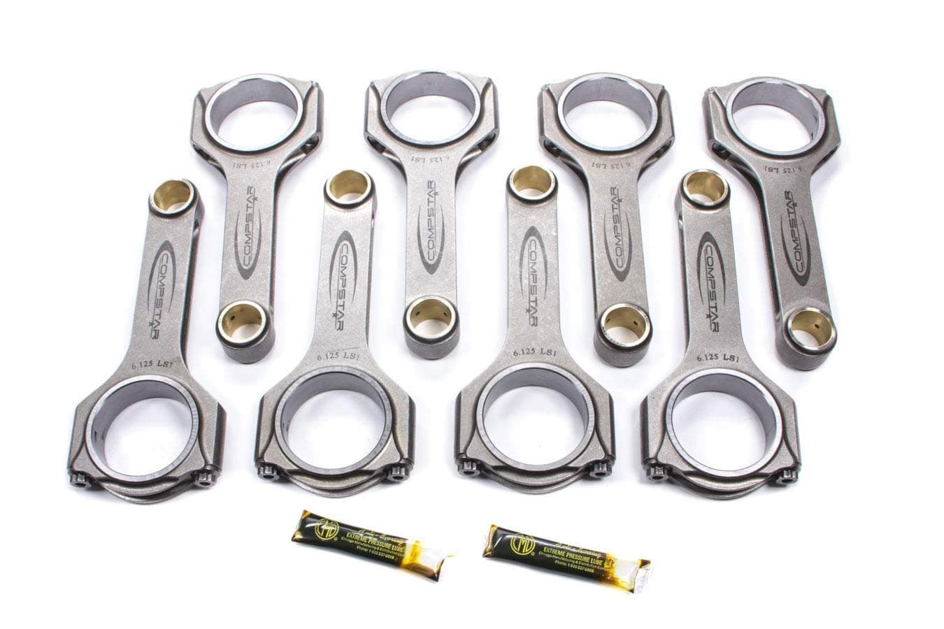 Callies Connecting Rod, Compstar, H Beam, 6.125 in Long, Bushed, 7/16 in Cap Screws, ARP2000, GM LS-Series, Set of 8 (CSC6125DS2A2AH)