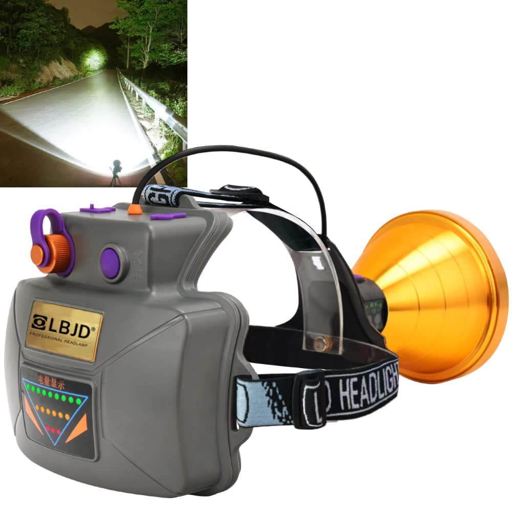 LED Hunting Headlamp for Adults, Super Bright Headlamps with Back Battery Pack, Wide Spot Beam, Charge for Cell Phone