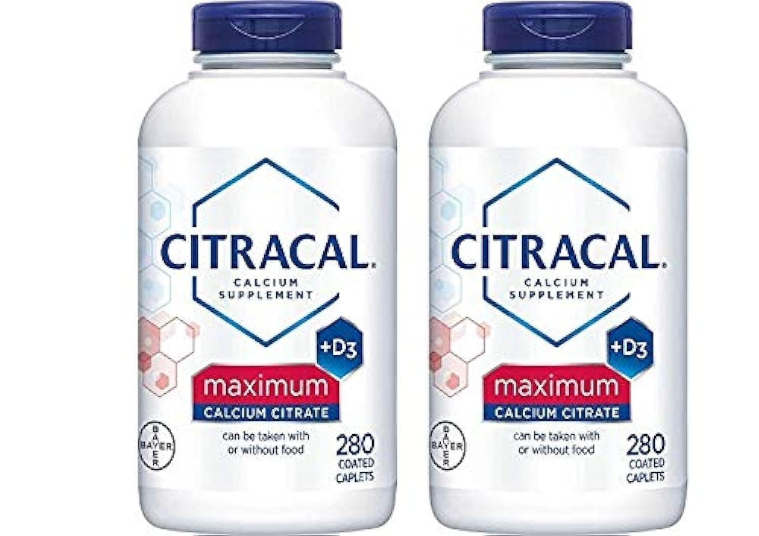 Calcium Citrate with Vitamin D3 - 2 Bottles, 280 Caplets Each