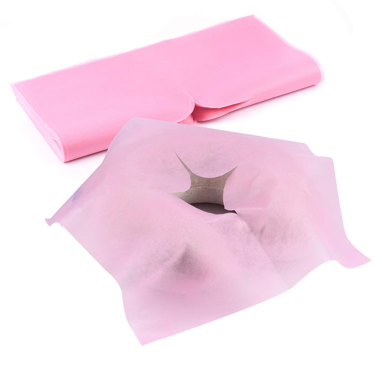 OKEKON Disposable Face Cradle Covers 100 Pcs Ultra Soft Massage Face Covers Keep Clean Non-Sticking Headrest Cposable Face Cradle Covers Eco friendly For Spa Salon Face Cradle Covers for Massage Table