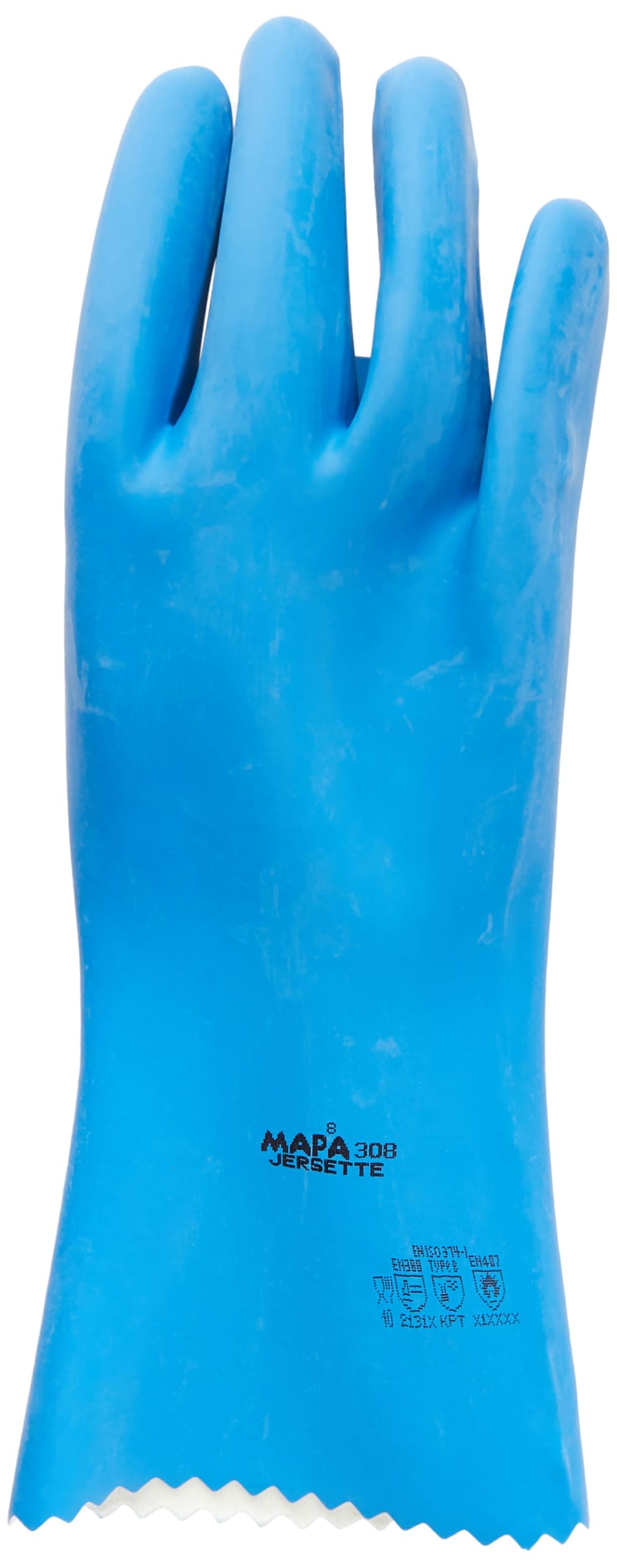 Mapa Professional JERSETTE 308 – Food Safe Gloves in Latex, Waterproof Gloves, Blue, Size 8 Protective Gloves (1 Pair)