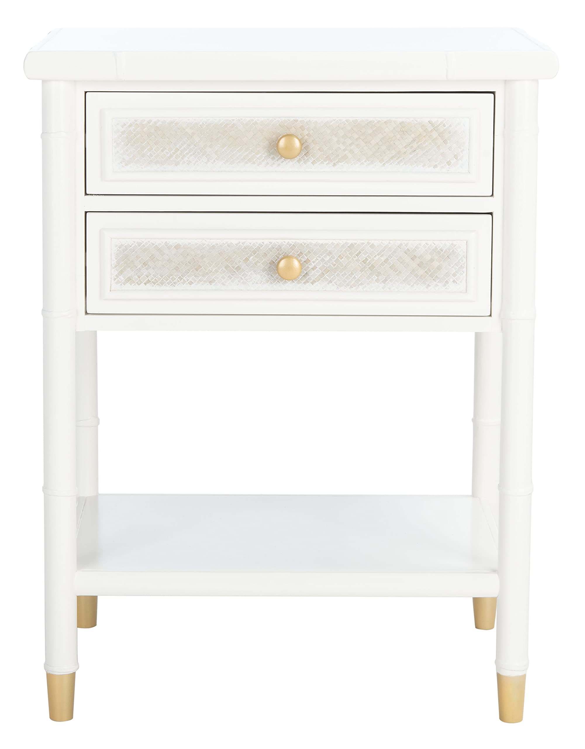 Home Collection Ahab White/Gold 2-Drawer 1-Shelf Accent Table (Fully Assembled) ACC6606B