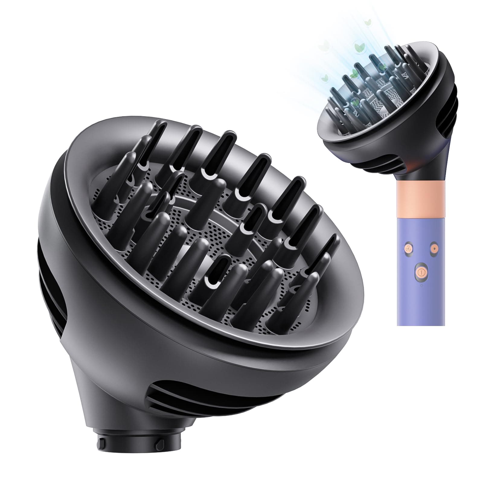 Upgraded Diffuser Wave Curl for Dyson Airwrap, Attachment Diffuser Nozzle Dome and Diffuse Modes, For All Models of Dyson Curling Iron