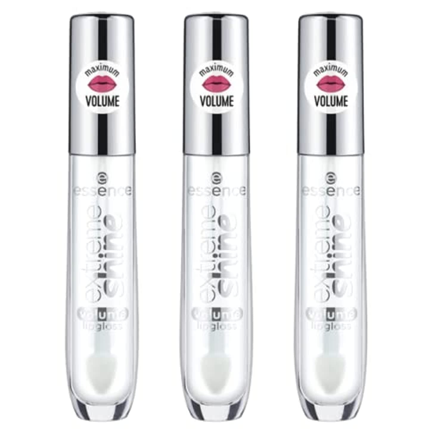3-Pack Extreme Shine Volume Lipgloss Crystal Clear | High-Shine, Volumizing & Nourishing Vegan & Cruelty Free Formula | Free from Gluten, Silicone, Parabens, Preservatives, Oil
