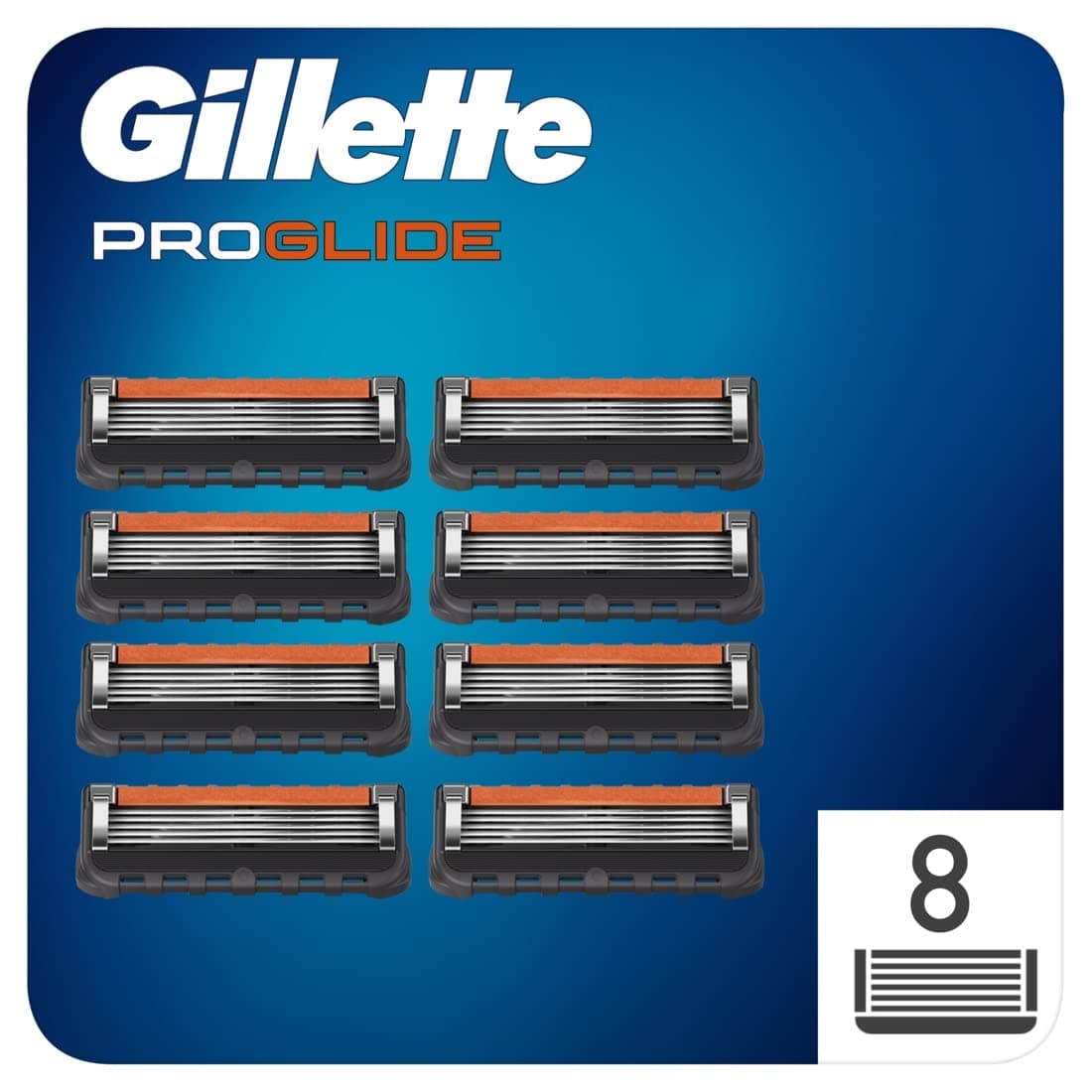 Gillette ProGlide Razor Blades Men, Pack of 8 Razor Blade Refills with Precision Trimmer, 5 Anti-Friction Blades (Packaging May vary)