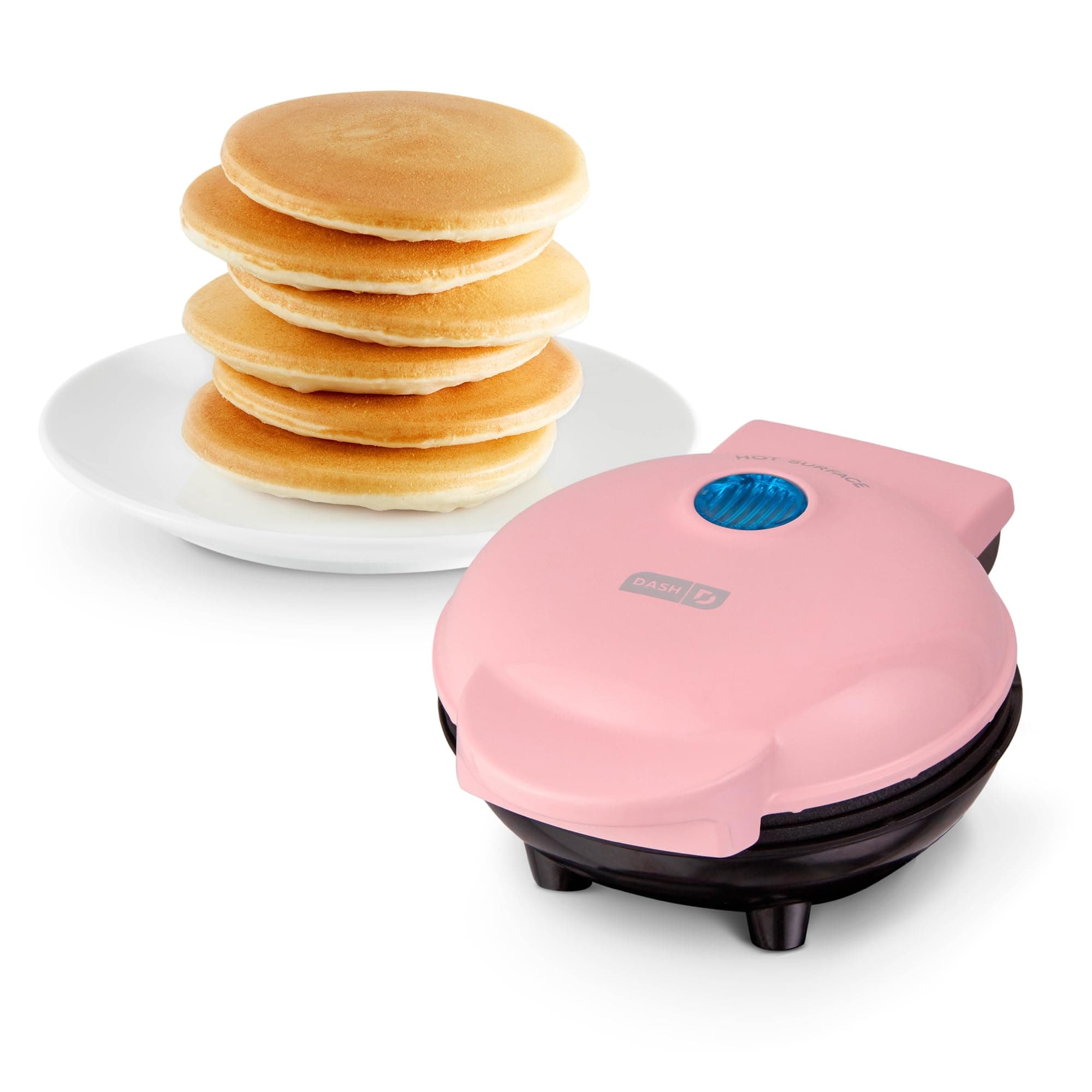Mini Maker Electric Round Griddle for Individual Pancakes, Cookies, Eggs & other on the go Breakfast, Lunch & Snacks with Indicator Light + Included Recipe Book - Pink